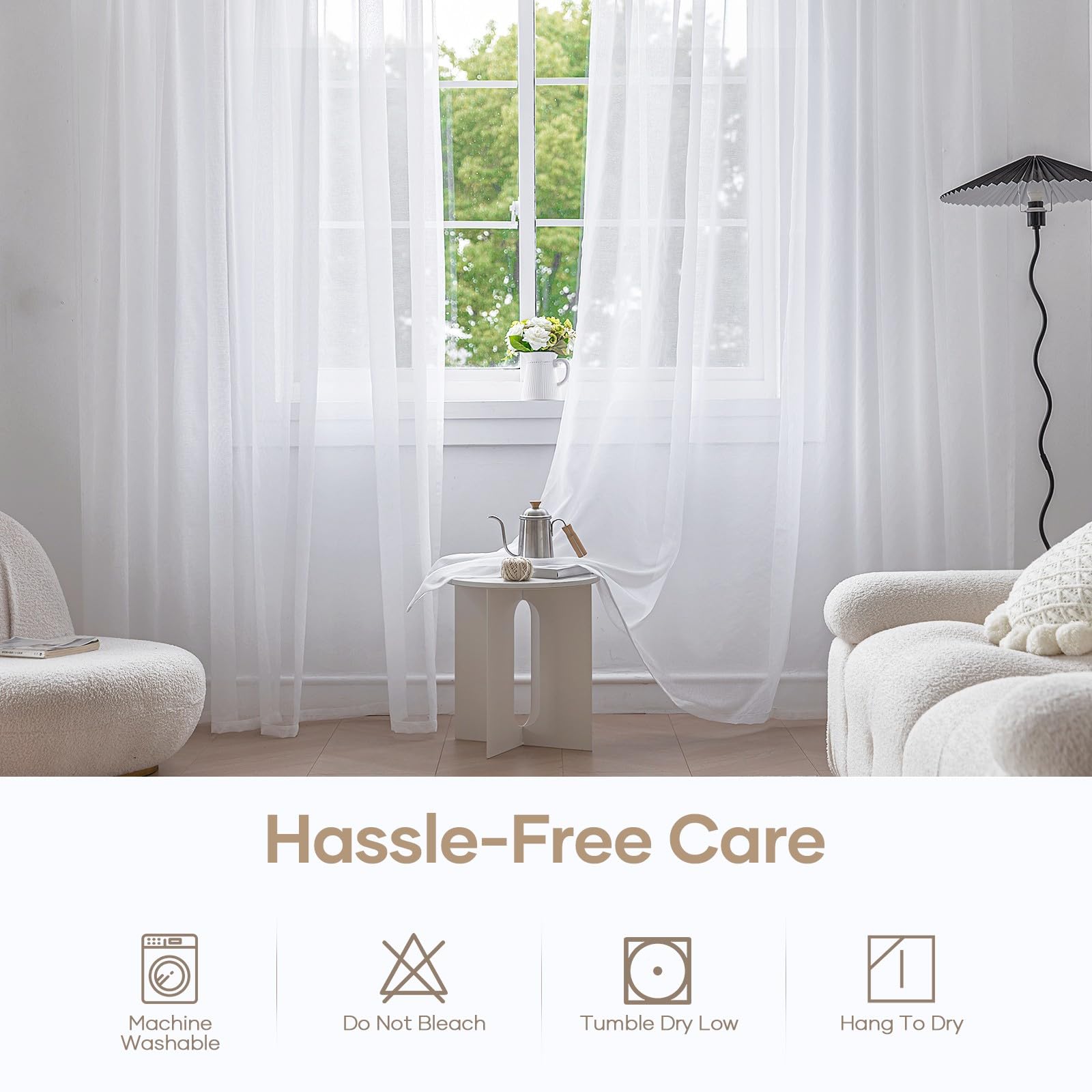 Anjee 4 Panels White Sheer Curtains 84 Inches Long Rod Pocket Semi Sheer Voile Drapes Privacy Gauze Window Treatment For Kids Ro