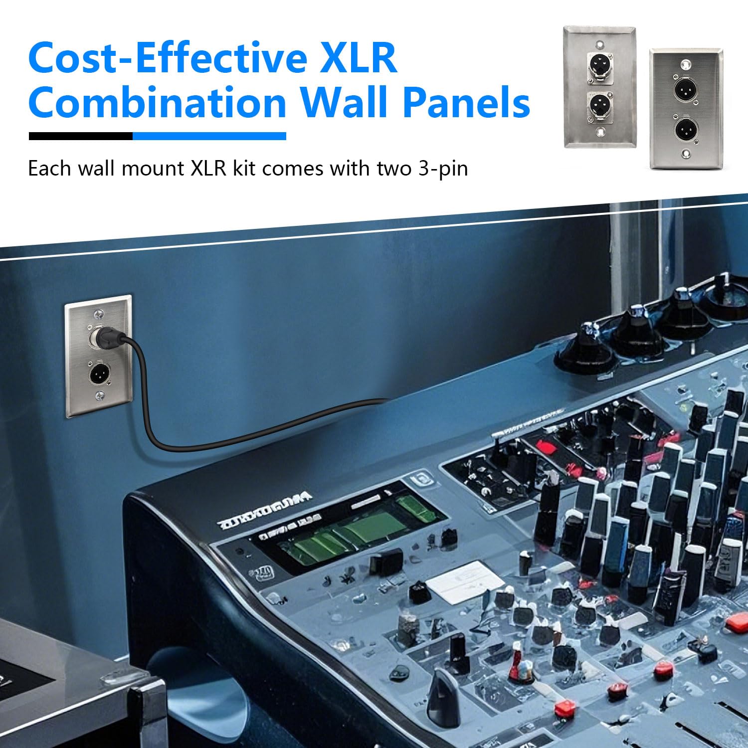 Zhupoub (2 Pack) Stainless Steel Dual Xlr Wall Plate, Audio Speakers With 2 Xlr Male Connectors, Silver