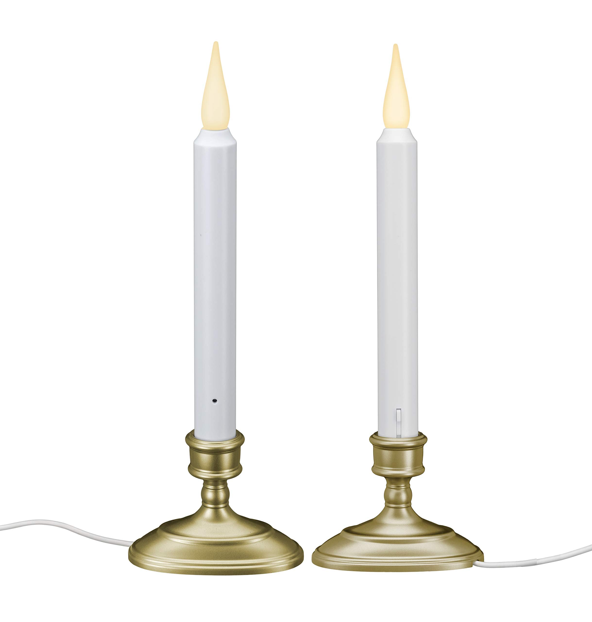 612 Vermont Led Electric Window Candles With Sensor Dusk To Dawn, Warm White Flicker Flame Or Steady On, Usb Low Voltage Adapter