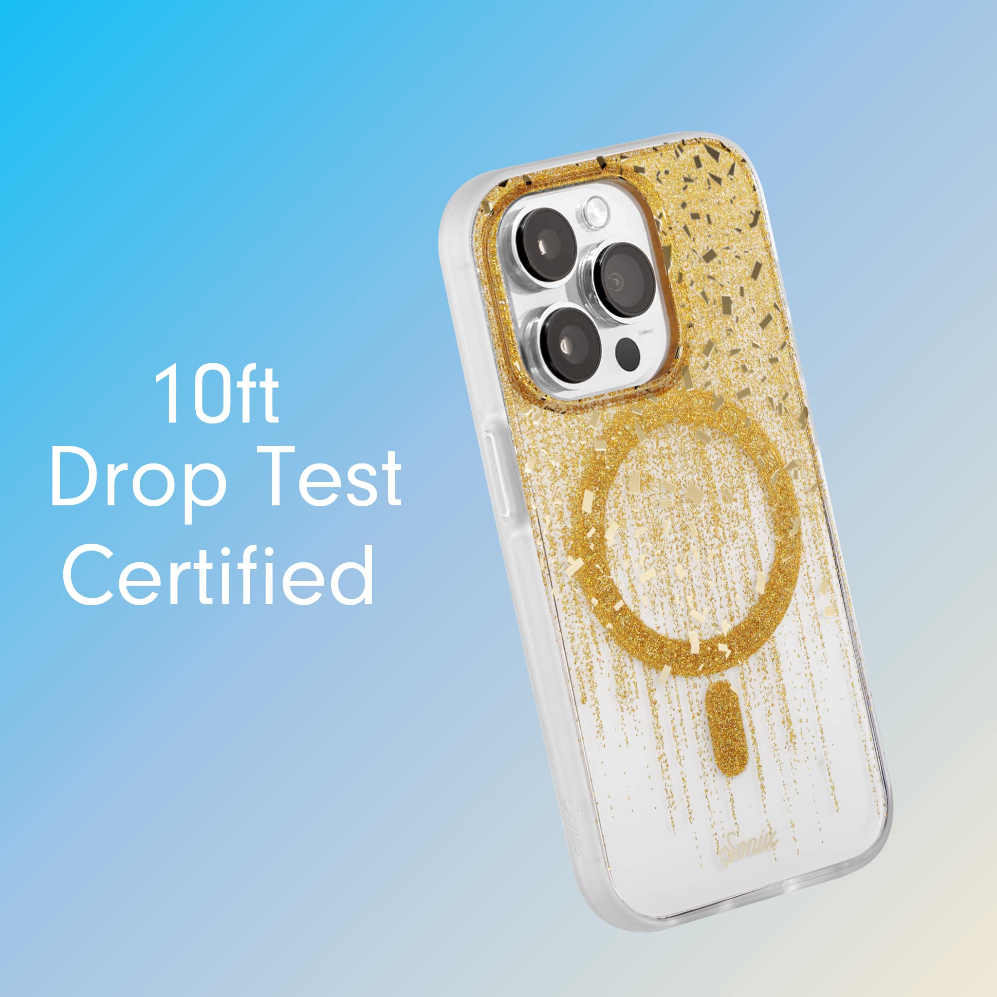 Sonix Case For Iphone 14 Pro | Compatible With Magsafe | 10Ft Drop Tested | Drippin' Gold Glitter