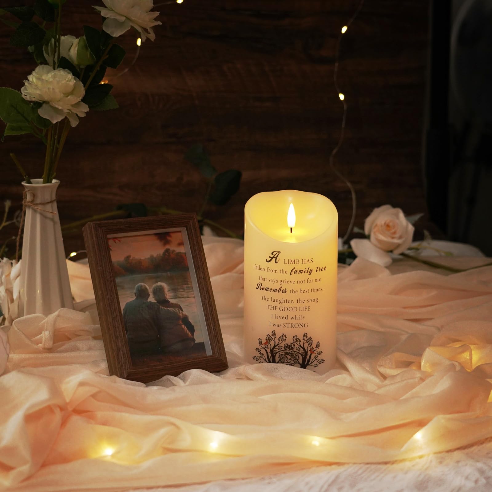Homemory Memorial Candle Bereavement Sympathy Gifts For Loss Of Loved One, Real Wax Led Candle With Remote Memorial Gifts For Lo
