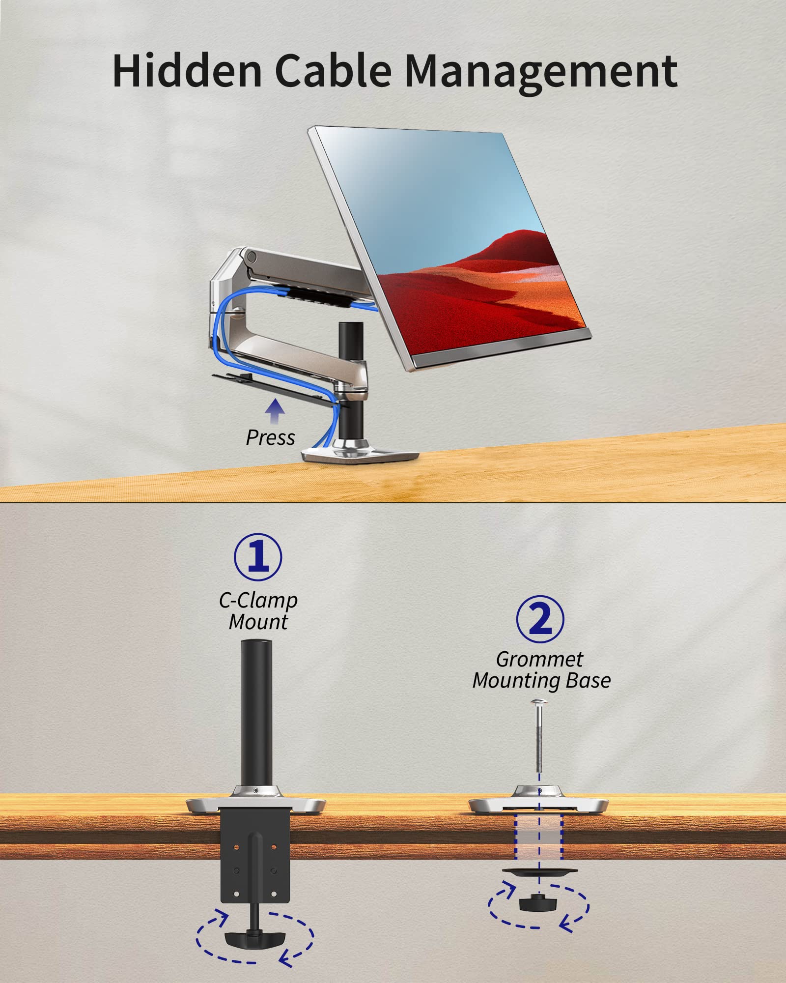 Ergounion Single Monitor Mount   Single Monitor Arm Desk Mount, Fully Adjustable Computer Monitor Mount For Screens Up To 40 Inc