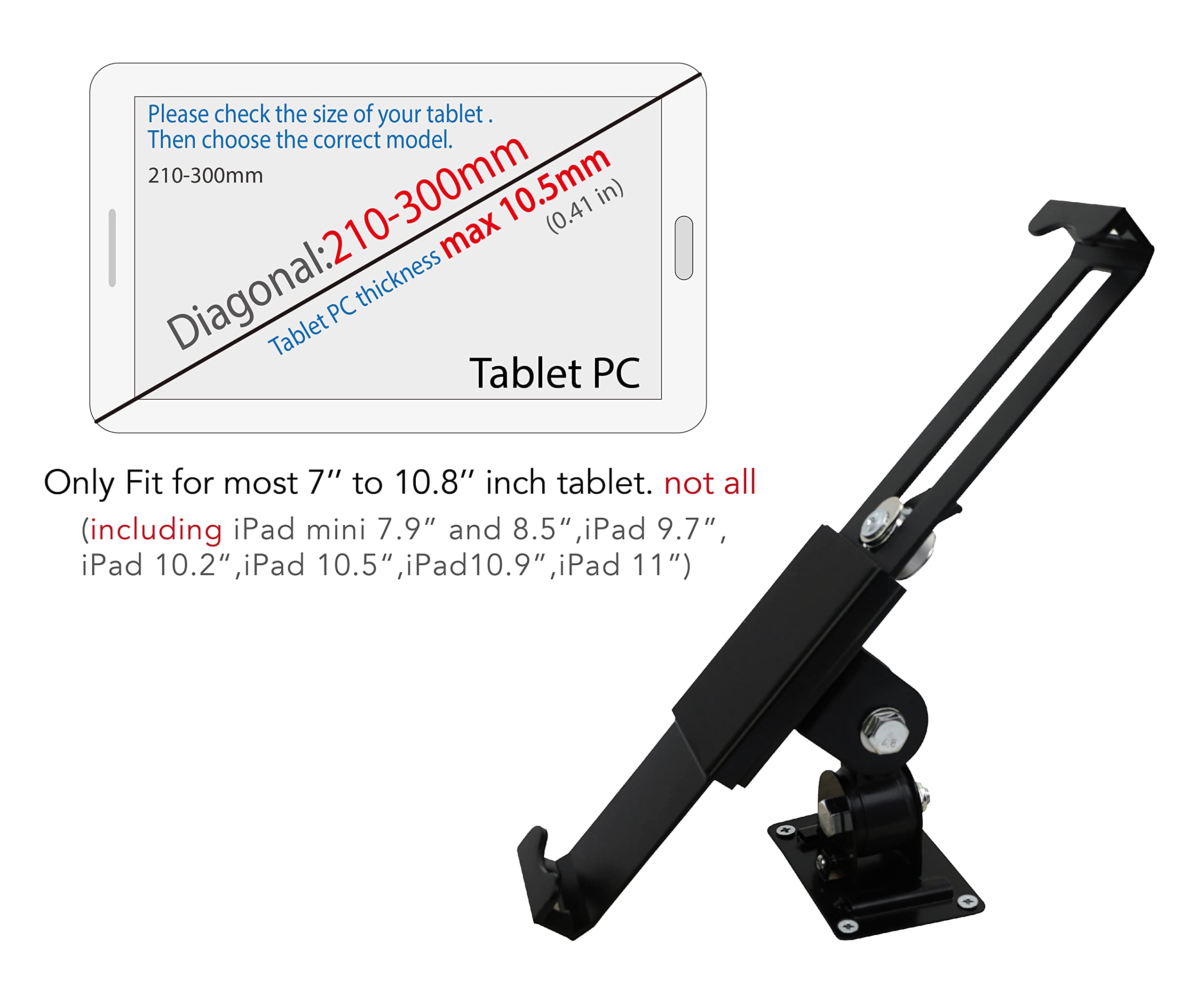 Westruggle Tablet Wall Mount Holder With Lock And Key, Rotate Design Arbitrary Adjustment,Multi Angle,Bracket For Most 8 To 10.4