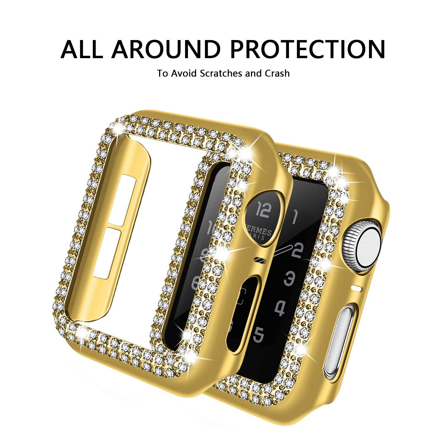 Adepoy Compatible For Apple Watch Case 44Mm Series 6/5/4 Se Bling Rhinestone Apple Watch Protective Case Bumper Frame Case Cover