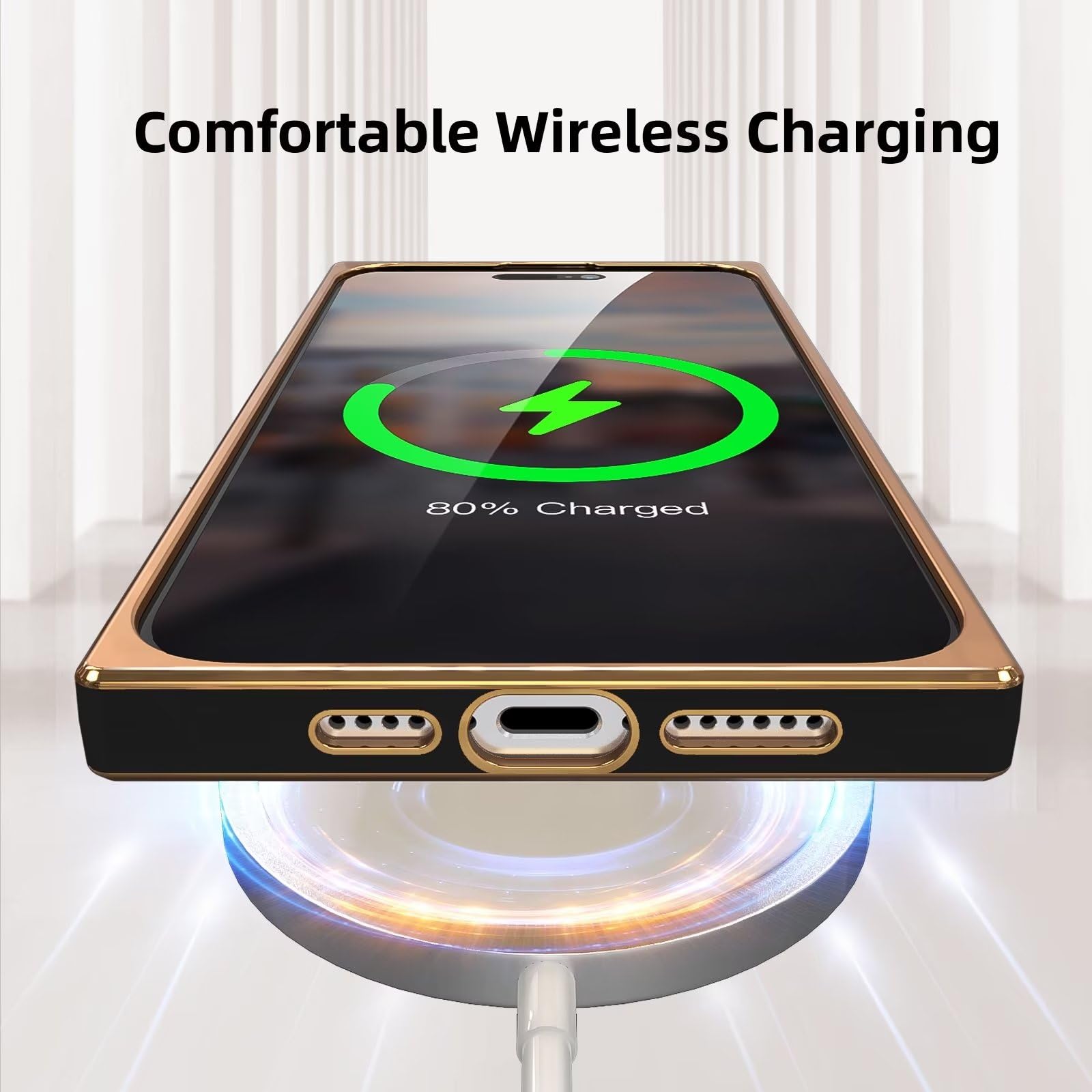 Tzomsze Case Compatible With Iphone 15 Pro Max,Camera Protection Cute Heart Pattern & Electroplate Reinforced Corners Edge Case