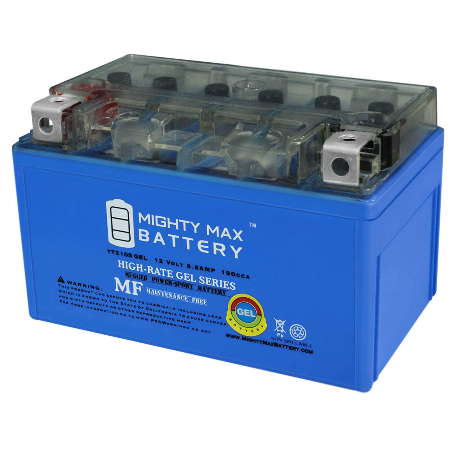 Mighty Max Battery Ytz10Sgel  12 Volt 8.6 Ah, Gel Type, 190 Cca, Rechargeable Maintenance Free Sla Agm Motorcycle Battery (1 Pac
