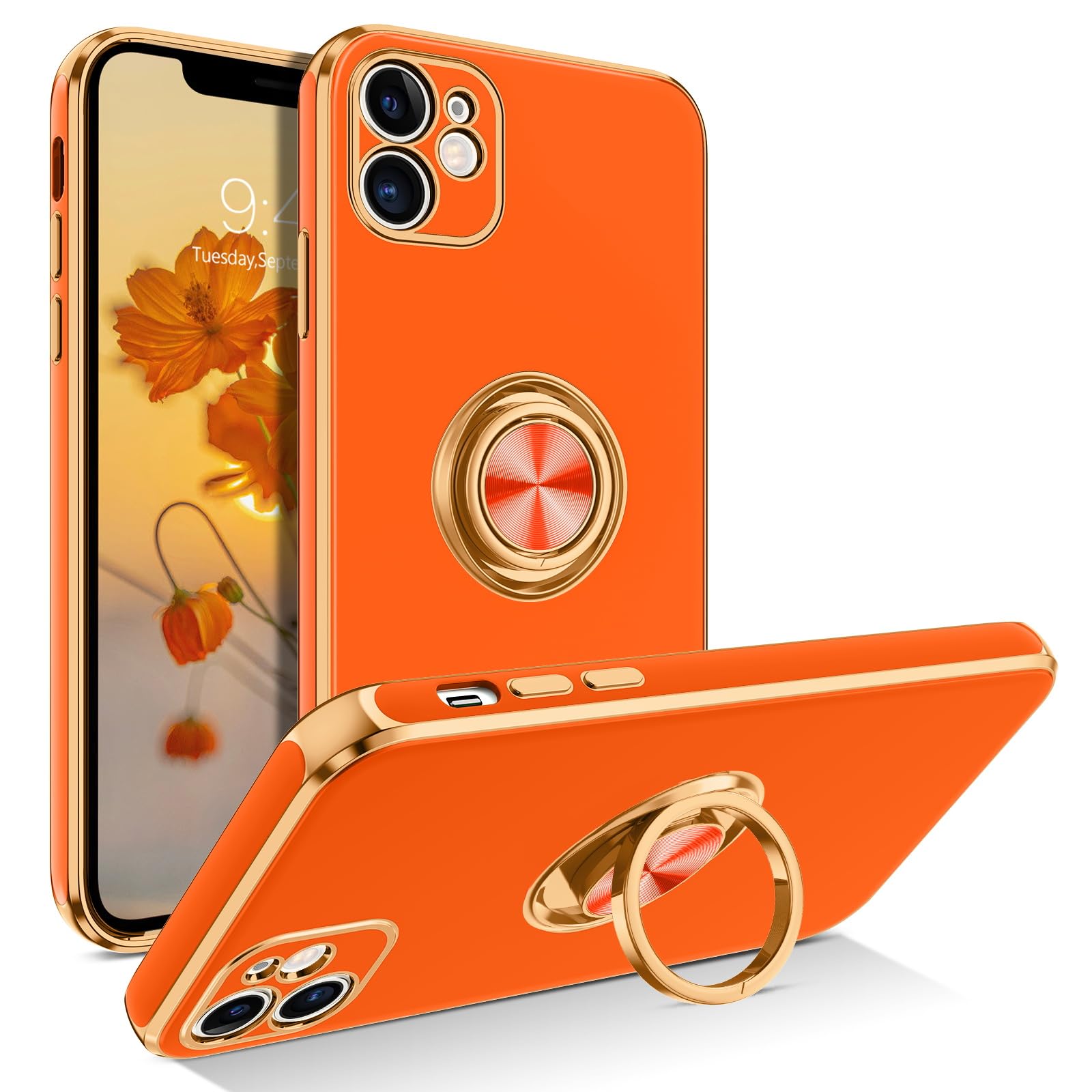 Bentoben For Iphone 11 Case With 360 Ring Holder, Shockproof Slim Phone Cover Kickstand Magnetic Support Car Mount, Non-Slip Pro