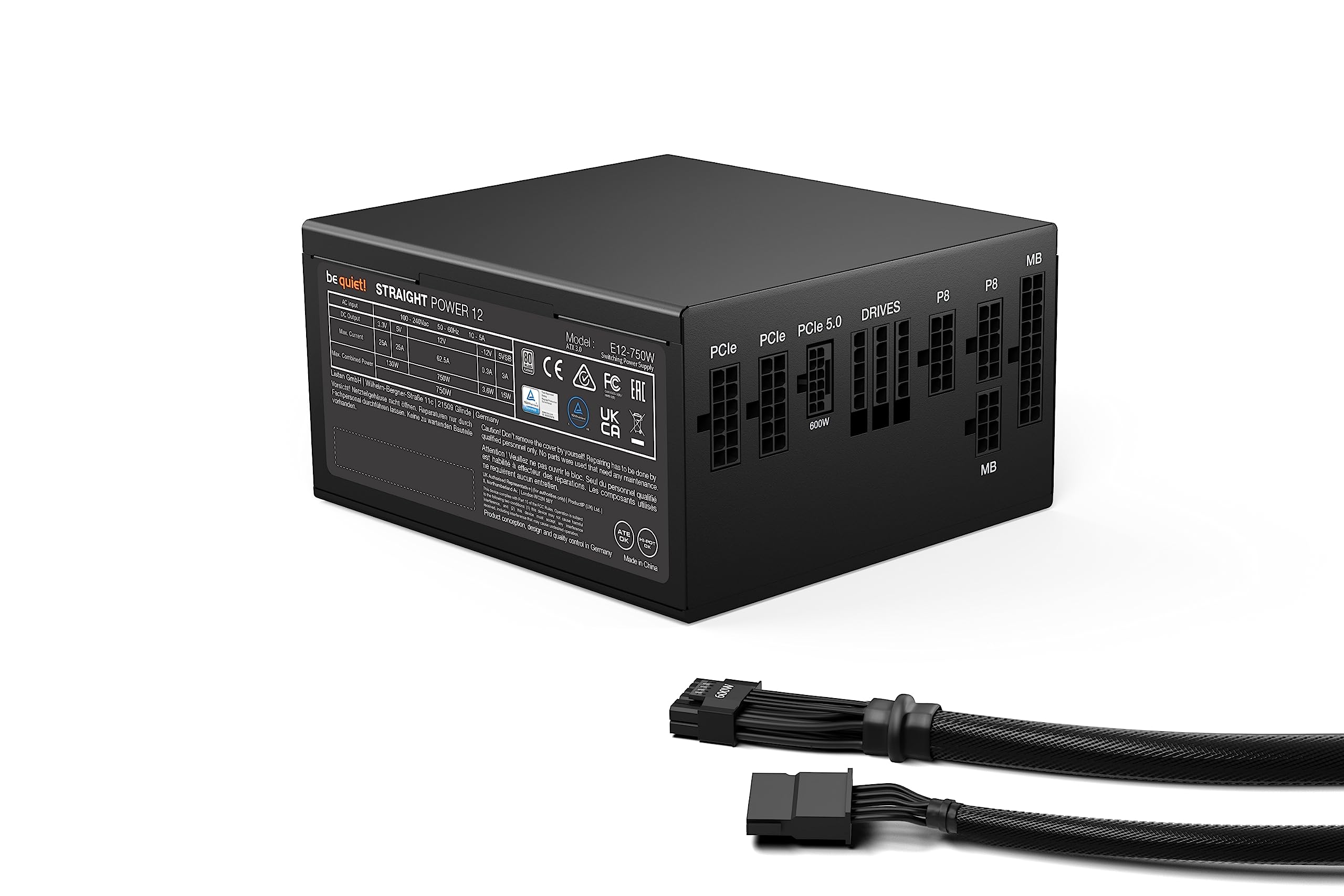 Be Quiet! Bn514 Straight Power 12 750W 80 Plus Platinum Atx 3.1 Modular Power Supply | For Pcie 5.0 Gpus And Gpus With 6+2 Pin C