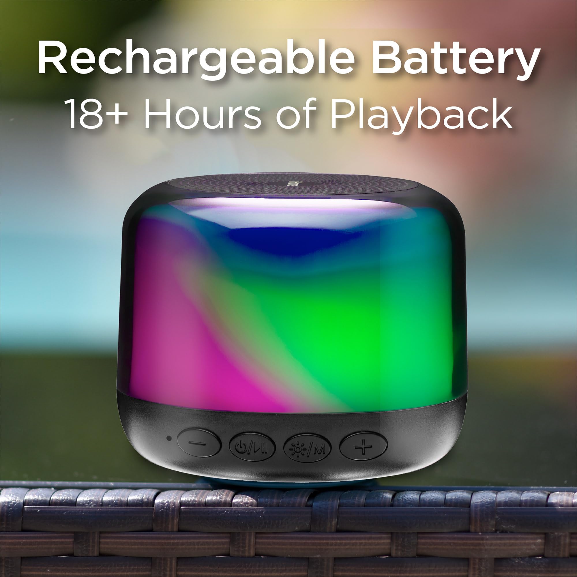Ihome Bluetooth Speaker With Color Changing Lights, Rechargeable And Portable Speaker With 18 Hour Battery Life (Ibt64Bz)