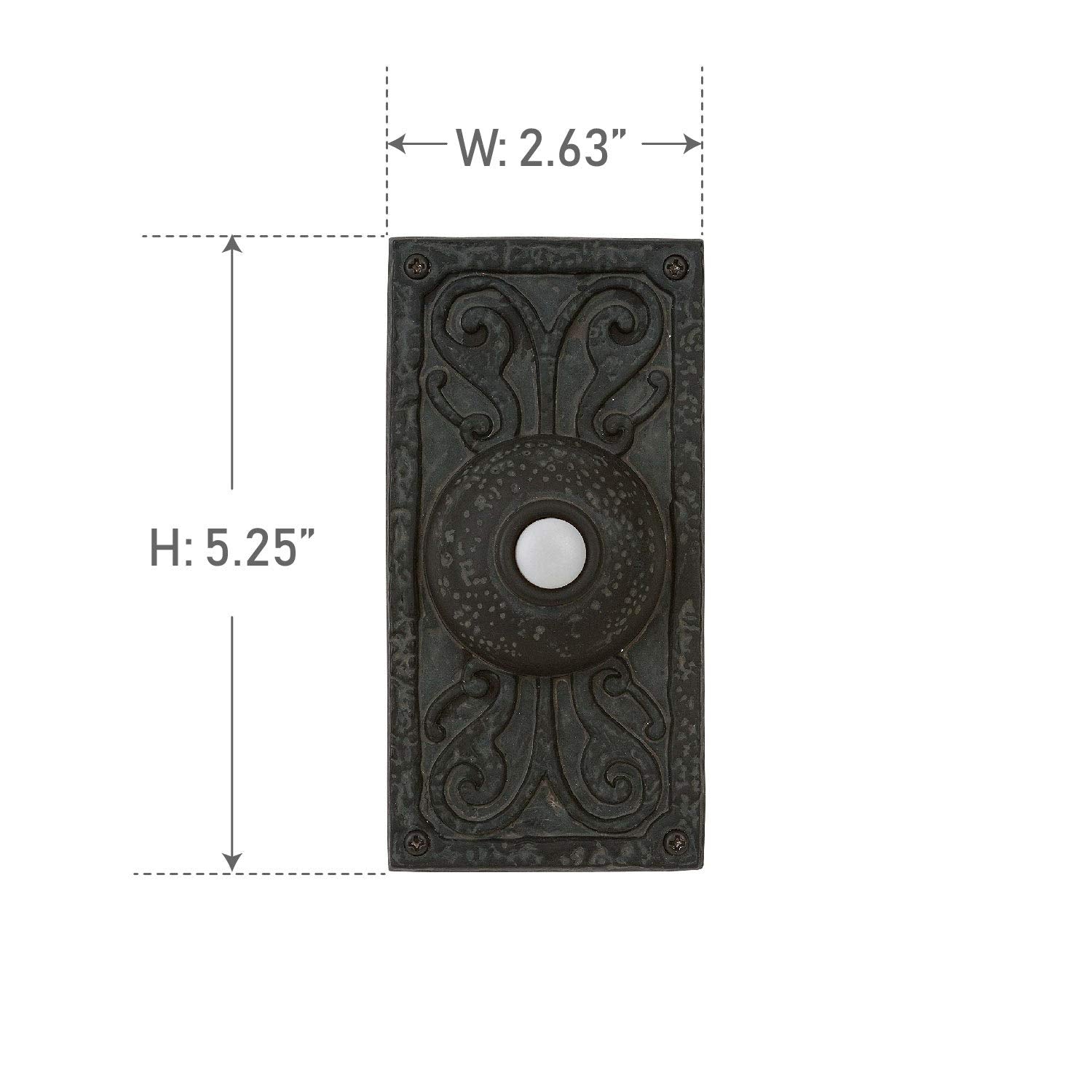 Craftmade Pb3037 Wb Designer Surface Mount Lighted Doorbell Led Push Button, Weathered Black (5.25''H X 2.63''W)
