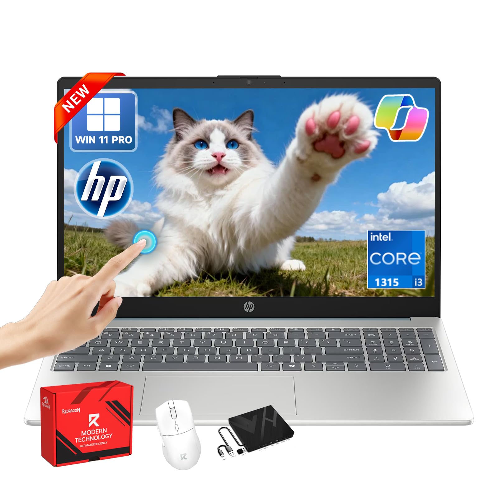 HP Flagship 15.6 Touchscreen Laptop(2025), Intel 13th Core i3-1315U(Up to 4.5GHz), Intel UHD Graphics, Anti-Glare, Win 11 Pro, A