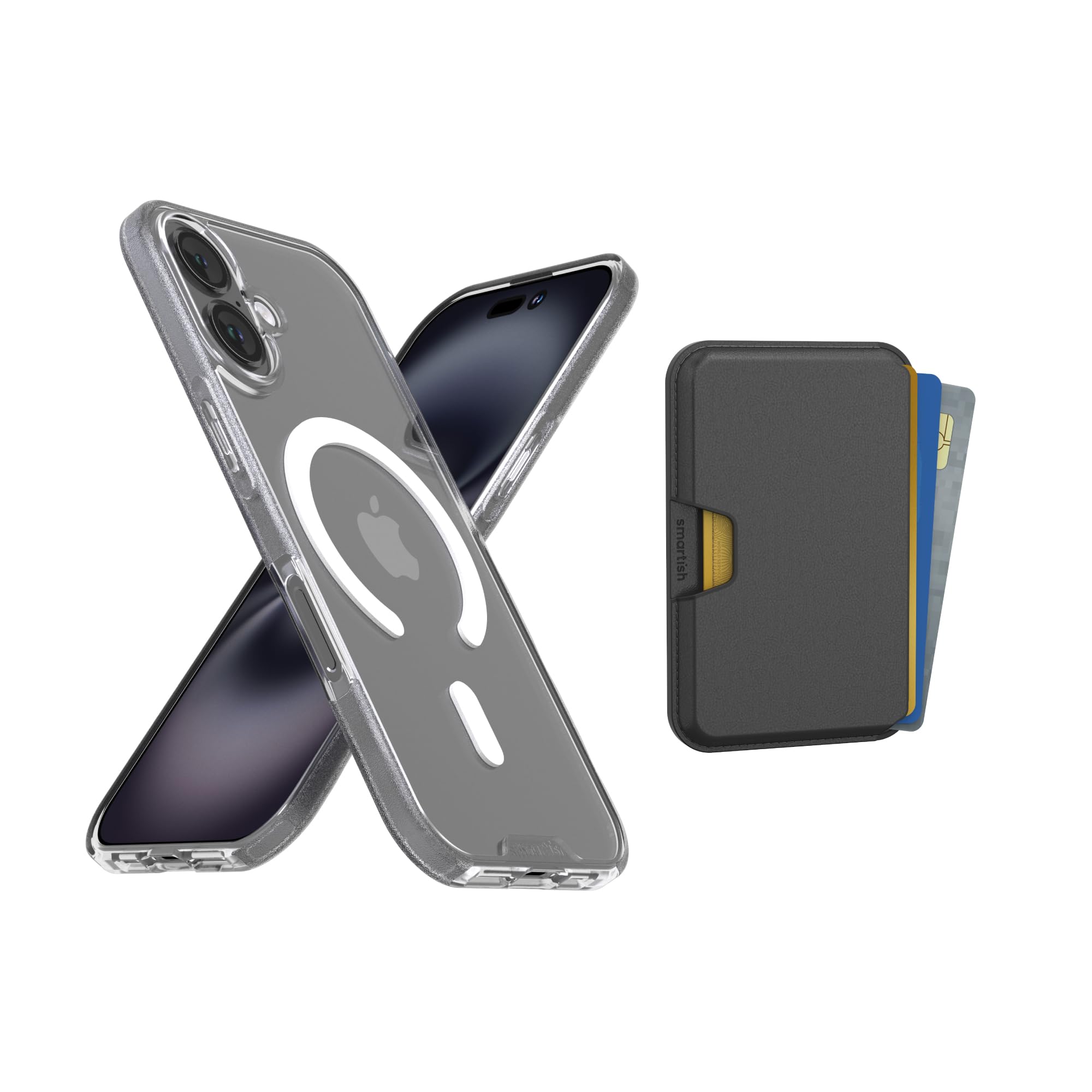 Smartish iPhone 17 MagSafe Clear Case + MagSafe Wallet - Magnetic Slim Case - Anti-Yellow Thin Grip Cover + Detachable Wallet - 
