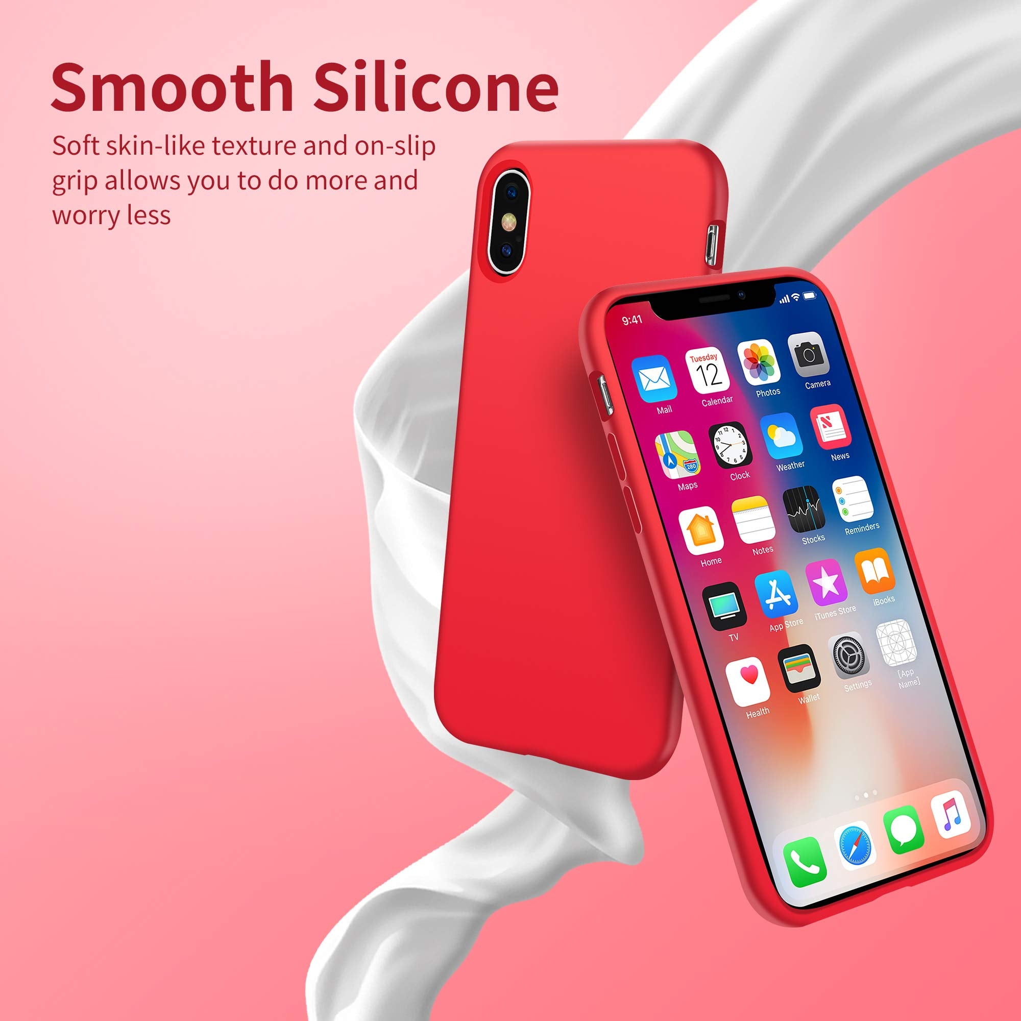 Otofly For Iphone X Case, [Silky And Soft Touch Series] Premium Soft Silicone Rubber Full Body Protective Bumper Case Compatible