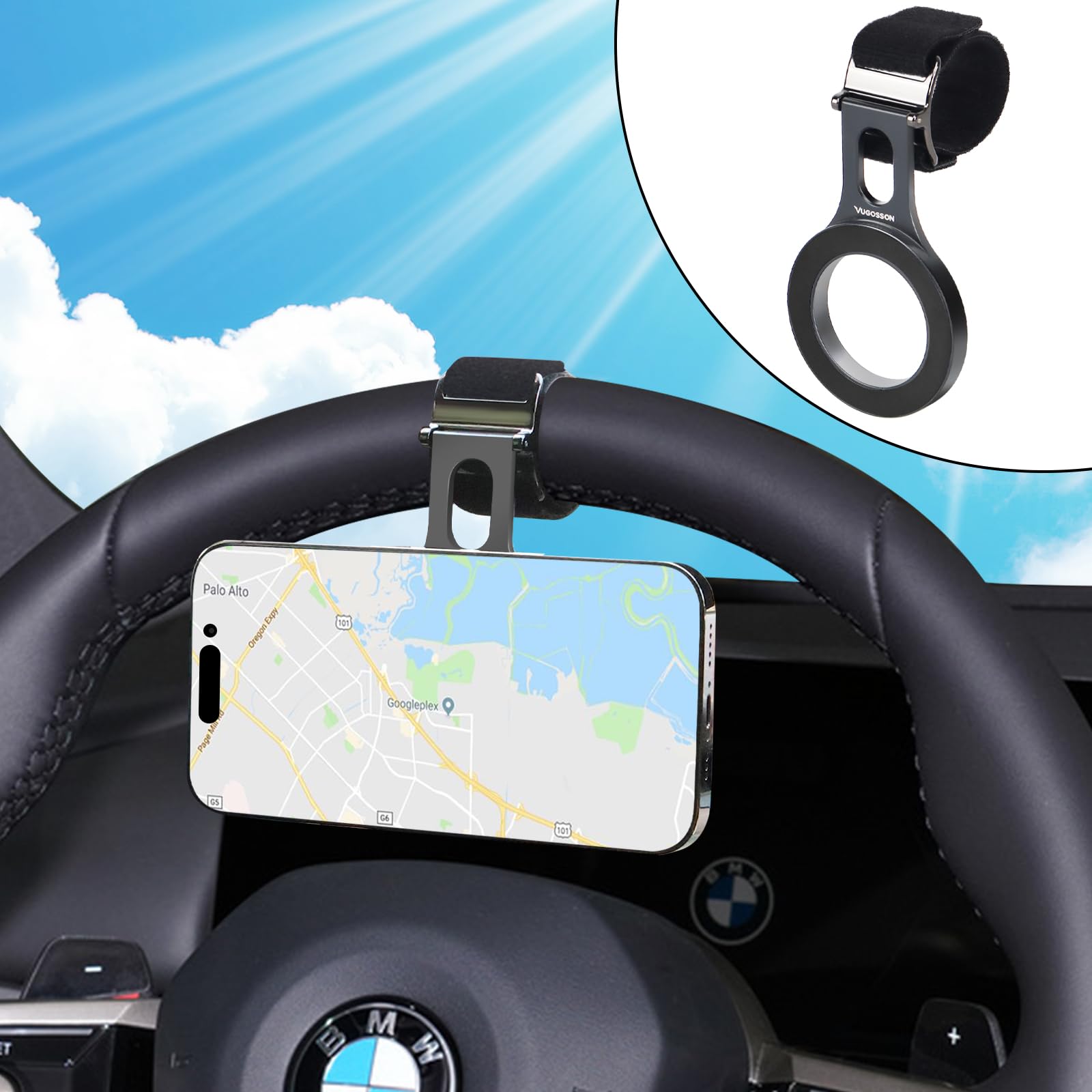 Magnetic Phone Holder For Car, Steering Wheel Phone Mount Fits Magsafe Car Mount[Strong Magnet & Aluminum Alloy], Steering Wheel