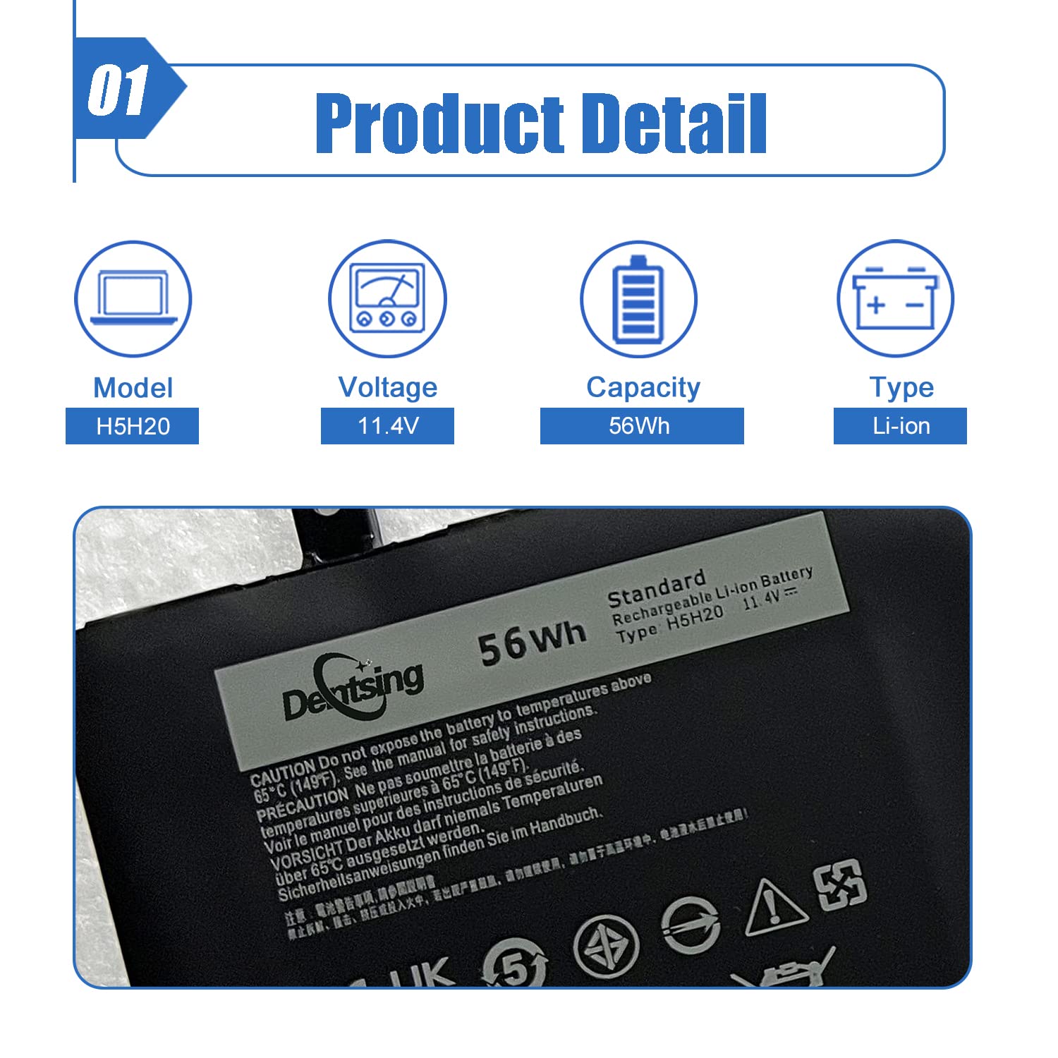 Dentsing H5H20 Laptop Battery Rrcgw Replace For Dell Precision 5510 5520 M5520 5530 5540 Xps 15 9550 9560 9570 9590 Inspiron 759