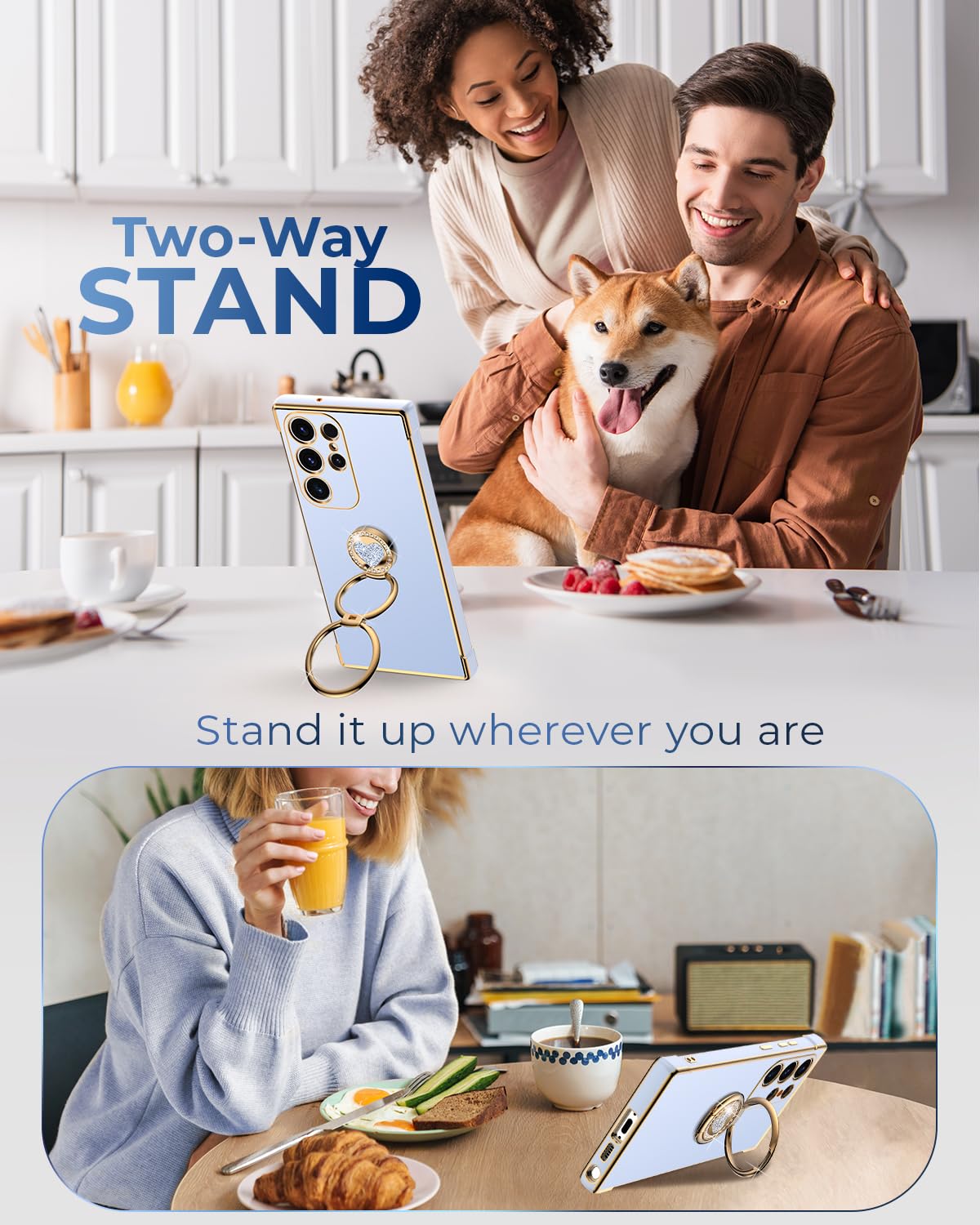 Xyz For Galaxy S24 Ultra Case With Stand, Samsung S24 Ultra Case With Double Ring, Women Girls Bling Luxury Protective Phone Cas