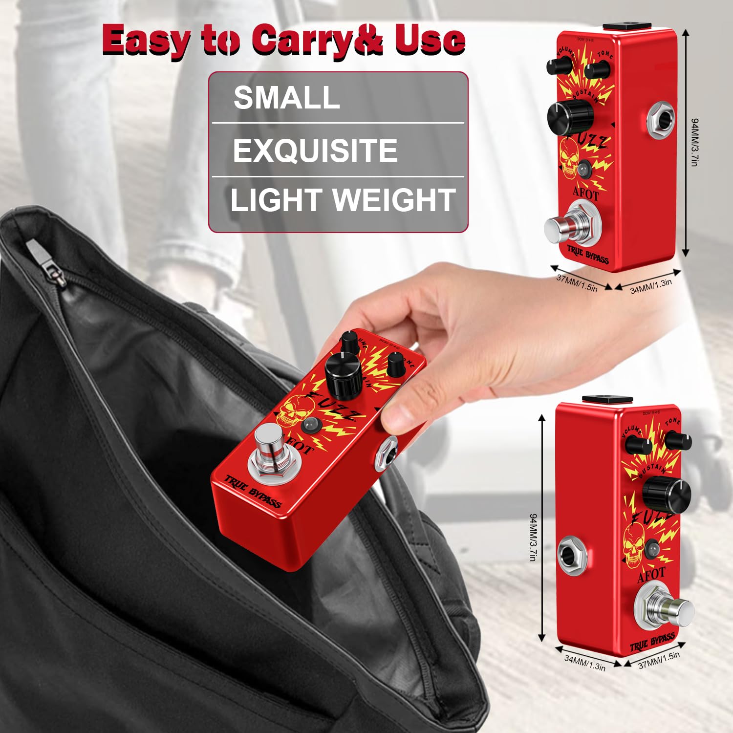 Classic Fuzz Guitar Pedal Vintage Fuzz Mini Guitar Effects Pedal Traditional Fuzz Effect, Plump And Rich Tone,Guitar Effects Ped