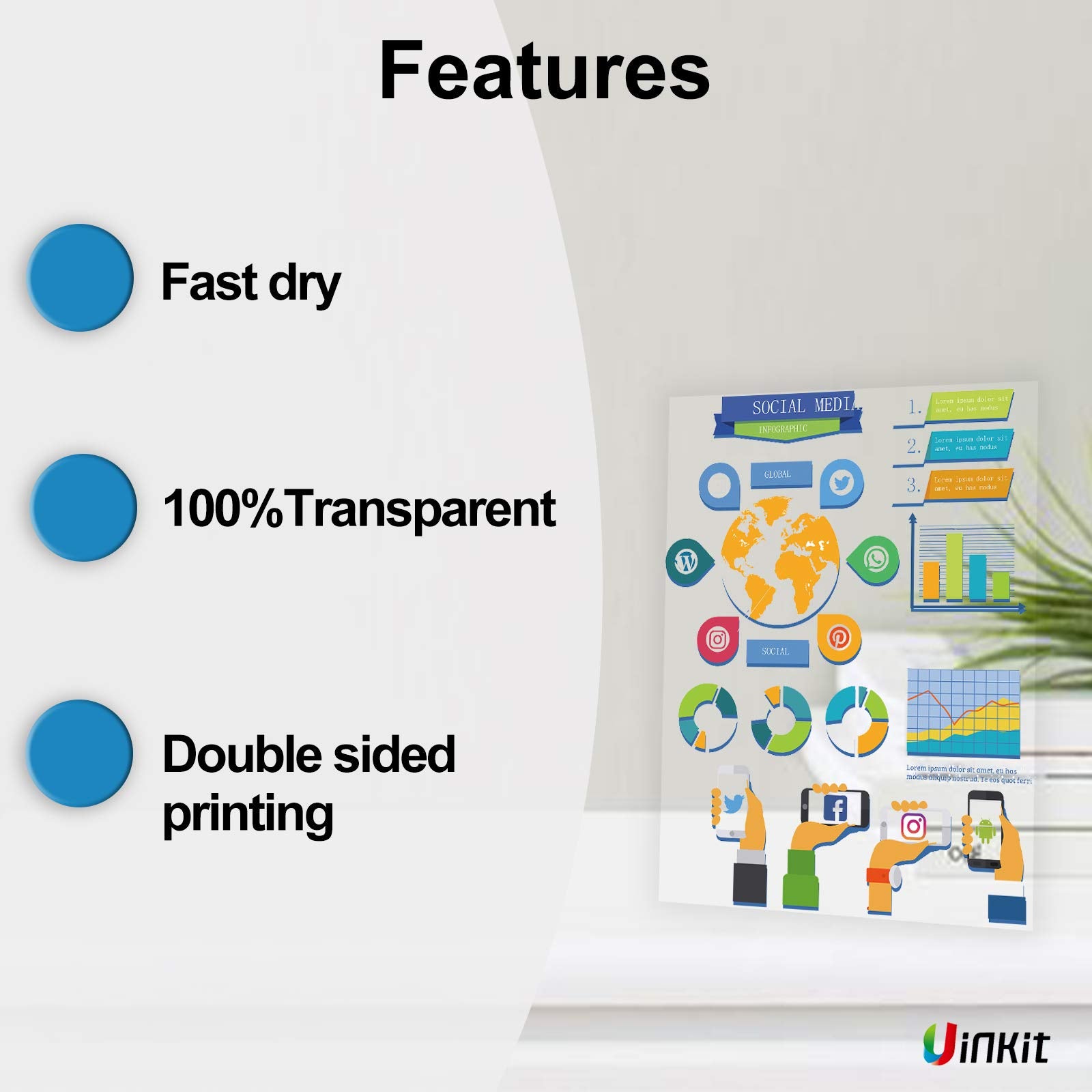 Uinkit 11X17 Laser Transparency Film Ohp 50 Pack Acetate Sheets Clear Overhead Projector Laserjet Film For Color Laser Jet Print