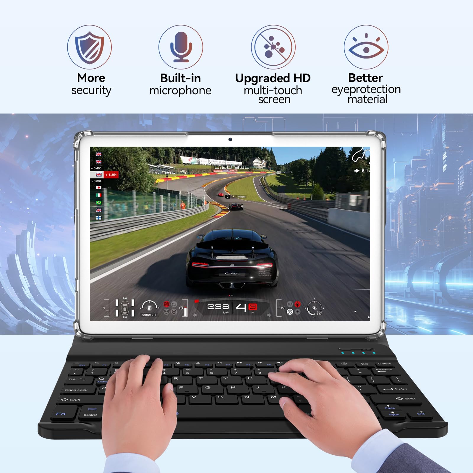 Android 14 Tablet 2024 Newest Tablets, 10 Inch Tablet (4+4)Gb Ram 64Gb Rom 1Tb Expand, 2 In 1 Tablet With Keyboard, Case, Stylus