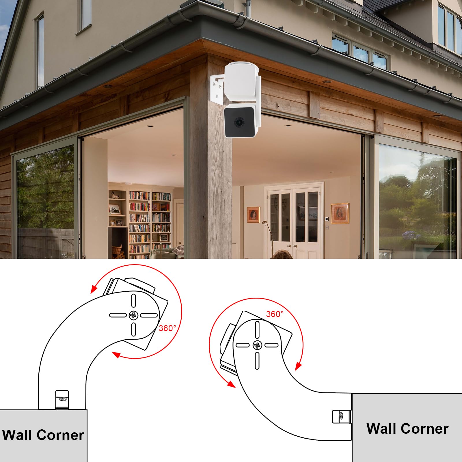 2Pack Corner Camera Wall Mount For Wyze Cam Pan V3/Wyze Cam V4,Maximum Coverage Of 270� On Both Sides Of The House,Reducing Blind Spots,Extended Corner Wall Mount Bracket For Wyze Cam