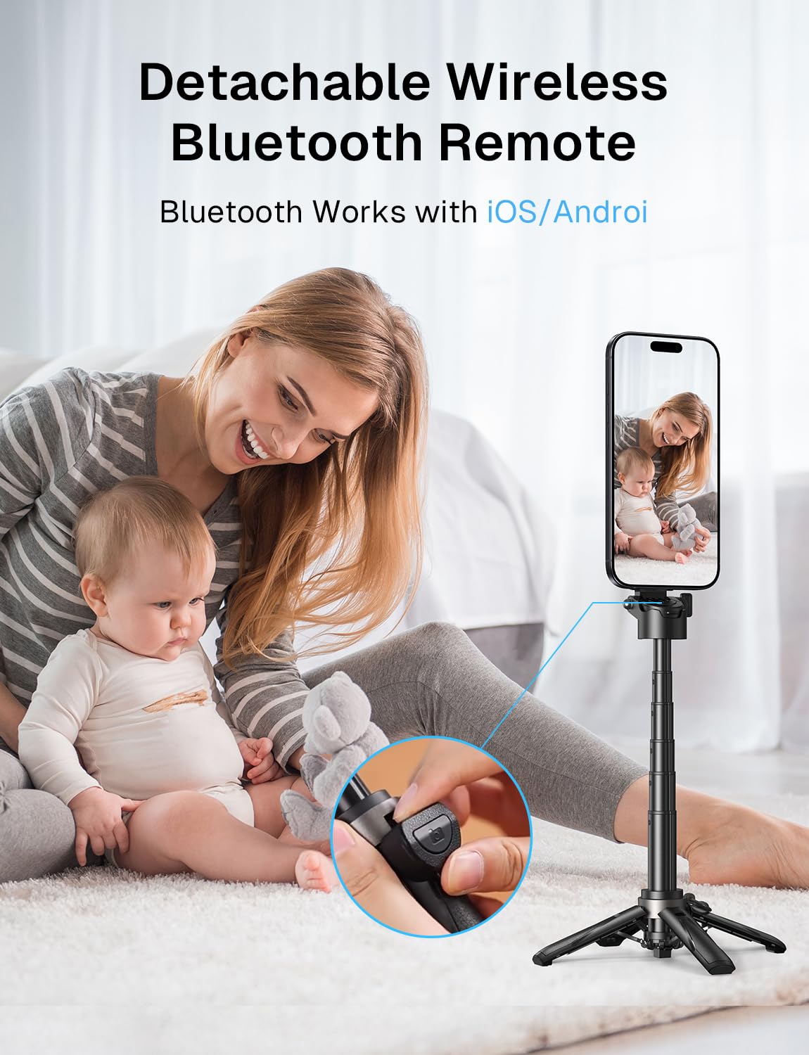 Magic John Phone Tripod With 2 Selfie Light, Portable Pocket Size Selfie Stick For Iphone Magsafe, Selfie Stick With Wireless De