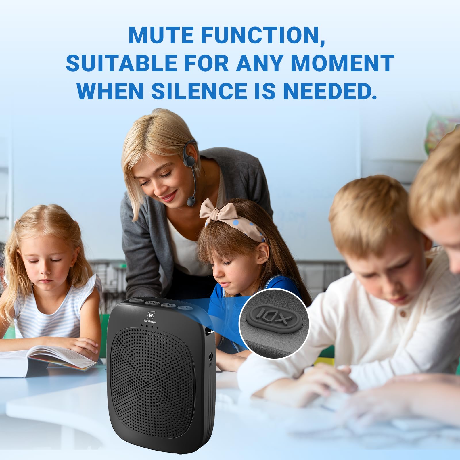 Bluetooth Voice Amplifier With Wireless Earhook Microphone,Wireless Microphone With Speaker Combo,Mini Megaphone With Wireless A