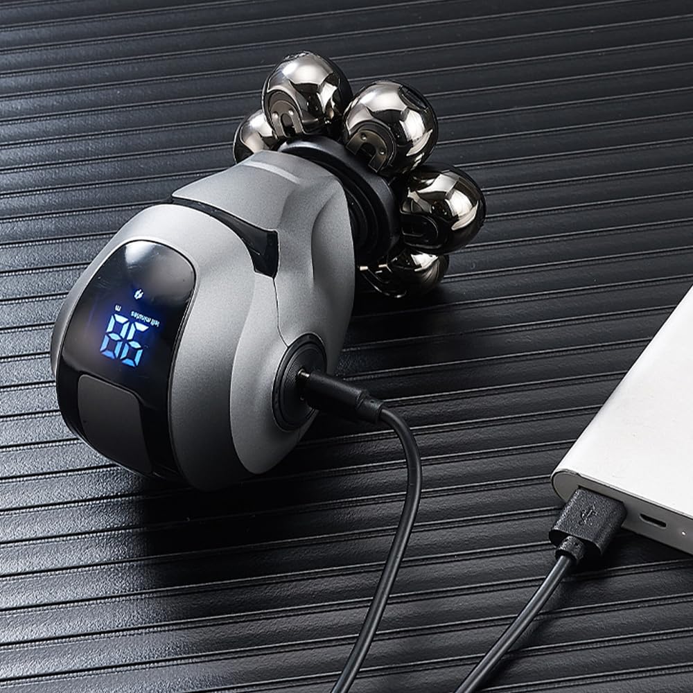 Electric 7D Head Shaver For Bald Men, 5 In 1 Rotary Shavers Grooming Kit With Nose Hair Trimmer, Hair Trimmer, Wet Dry Waterproo