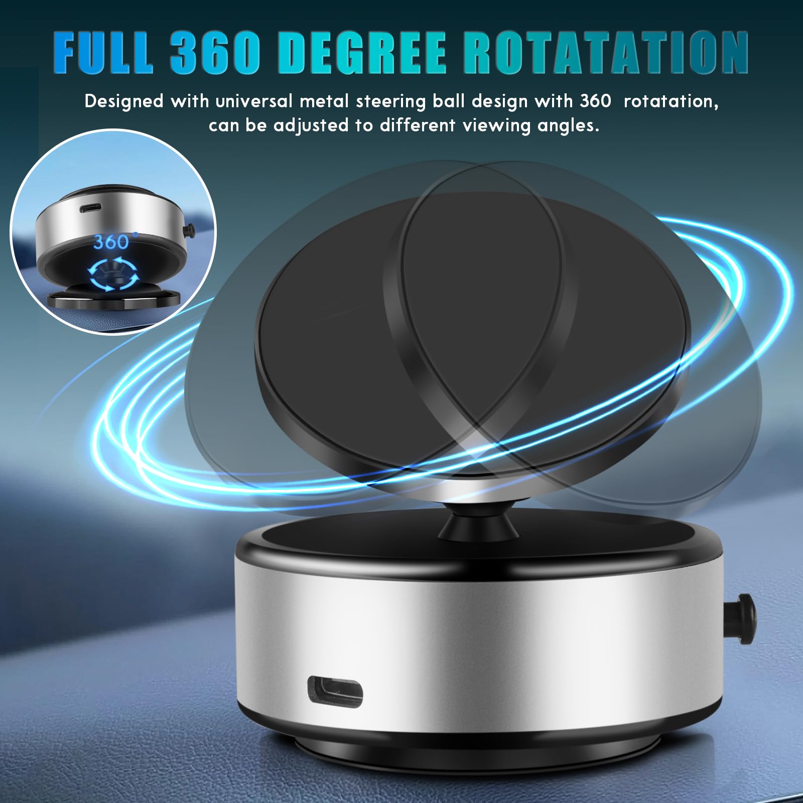 Vacuum Magnetic Suction Cup Phone Mount,360-Degree Rotatable Suction Cup Magnetic Phone Mount Holder For All Phones Universal Ca