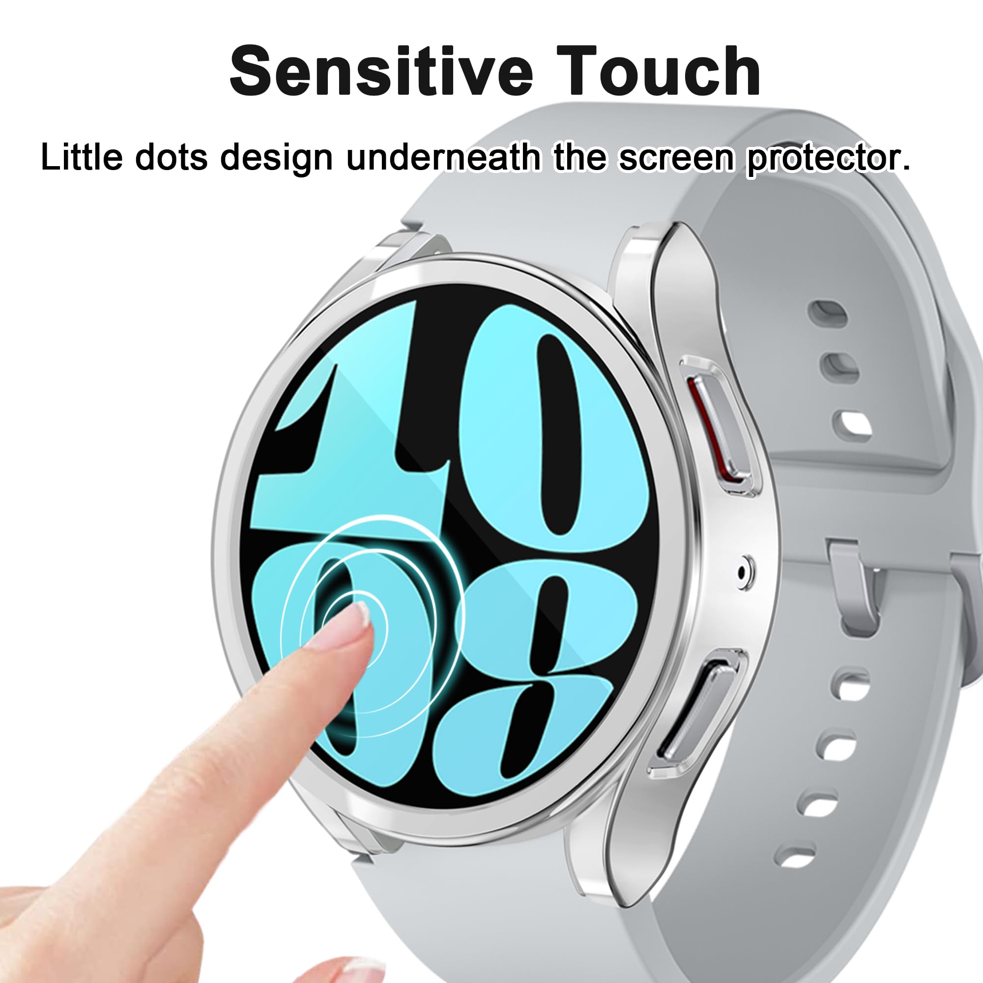[6 Pack] Yuvike Watch Screen Protector Compatible With Samsung Galaxy Watch6 44Mm, Soft Tpu Bumper Case, Anti Scratch Full Prote