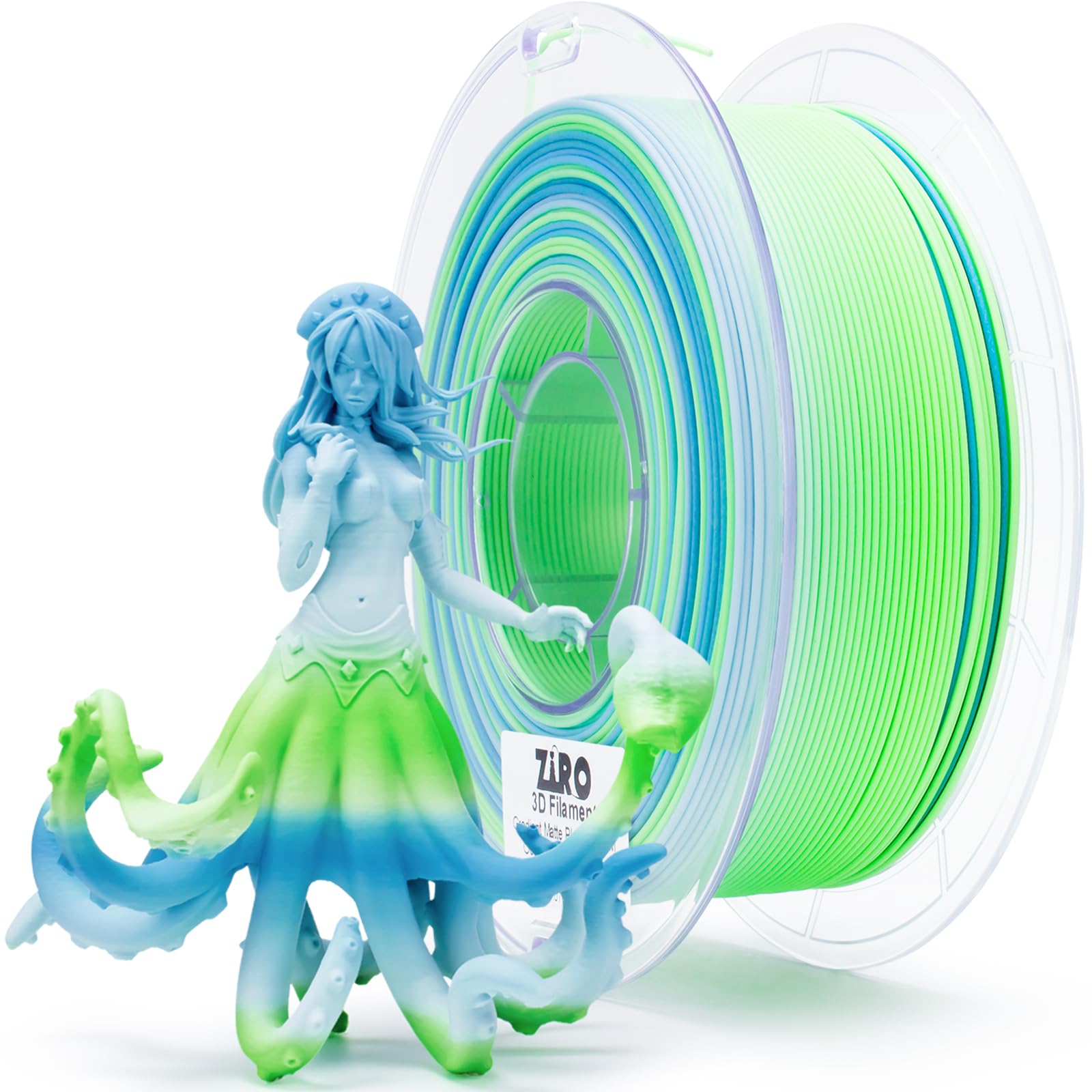 ZIRO 3D Printer Filament, Fast Color Changing Filament 1.75mm, Color Gradient PLA Filaments, Matte Texture, Dimensional Accuracy