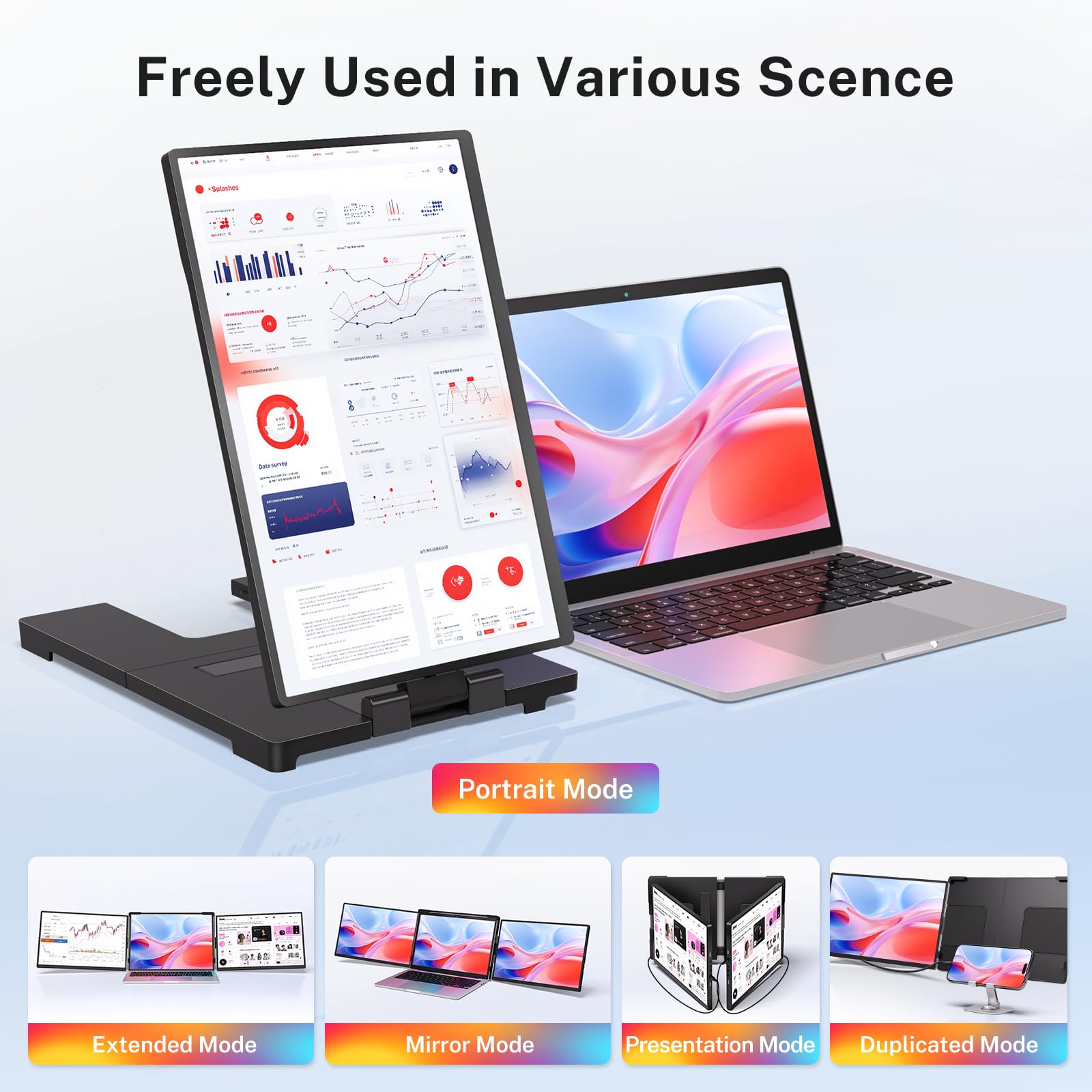 Fzaqwen Triple Screen Laptop Monitor Extender   2.5K Qhd Ips Triple Portable Monitor For Laptop 13.3 17 Inch, Plug Play And Comp