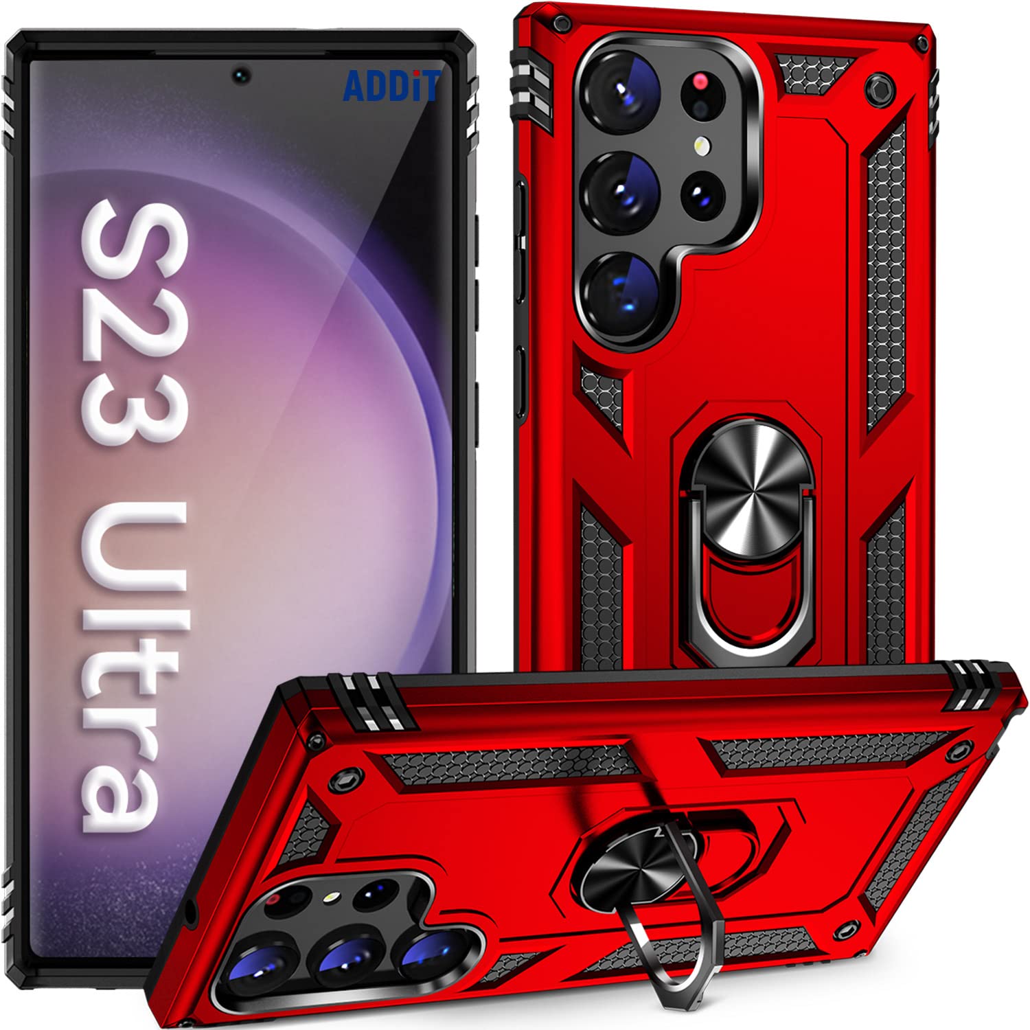 Addit Phone Case For Samsung S23 Ultra Case Samsung Galaxy S23 Ultra Phone Case, Military Grade, Heavy Duty, With Ring Holder St