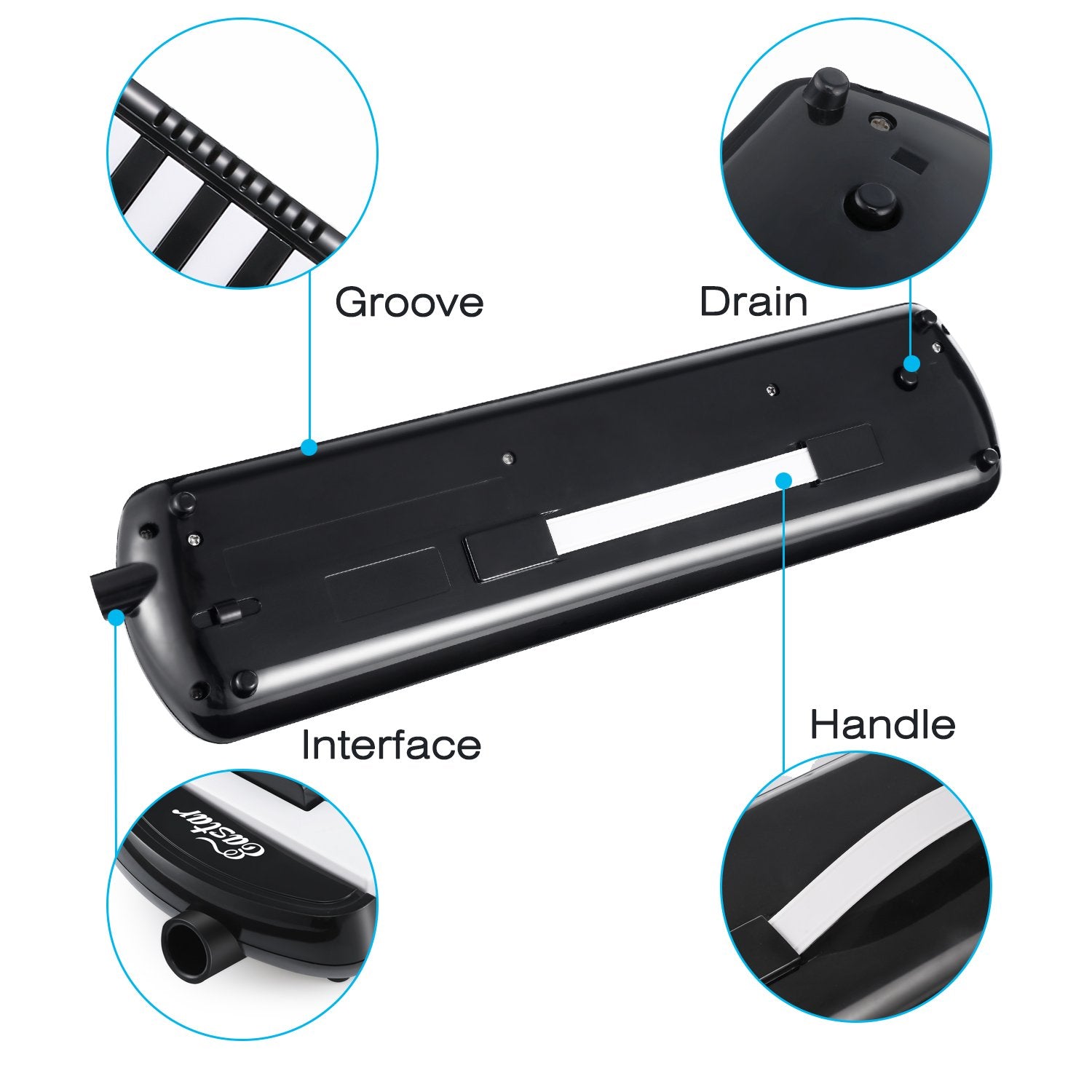 Eastar 37 Keys Melodica Instrument, Soprano Melodica Air Piano Keyboard Pianica With 2 Soft Long Tubes, Short Mouthpieces, Carry