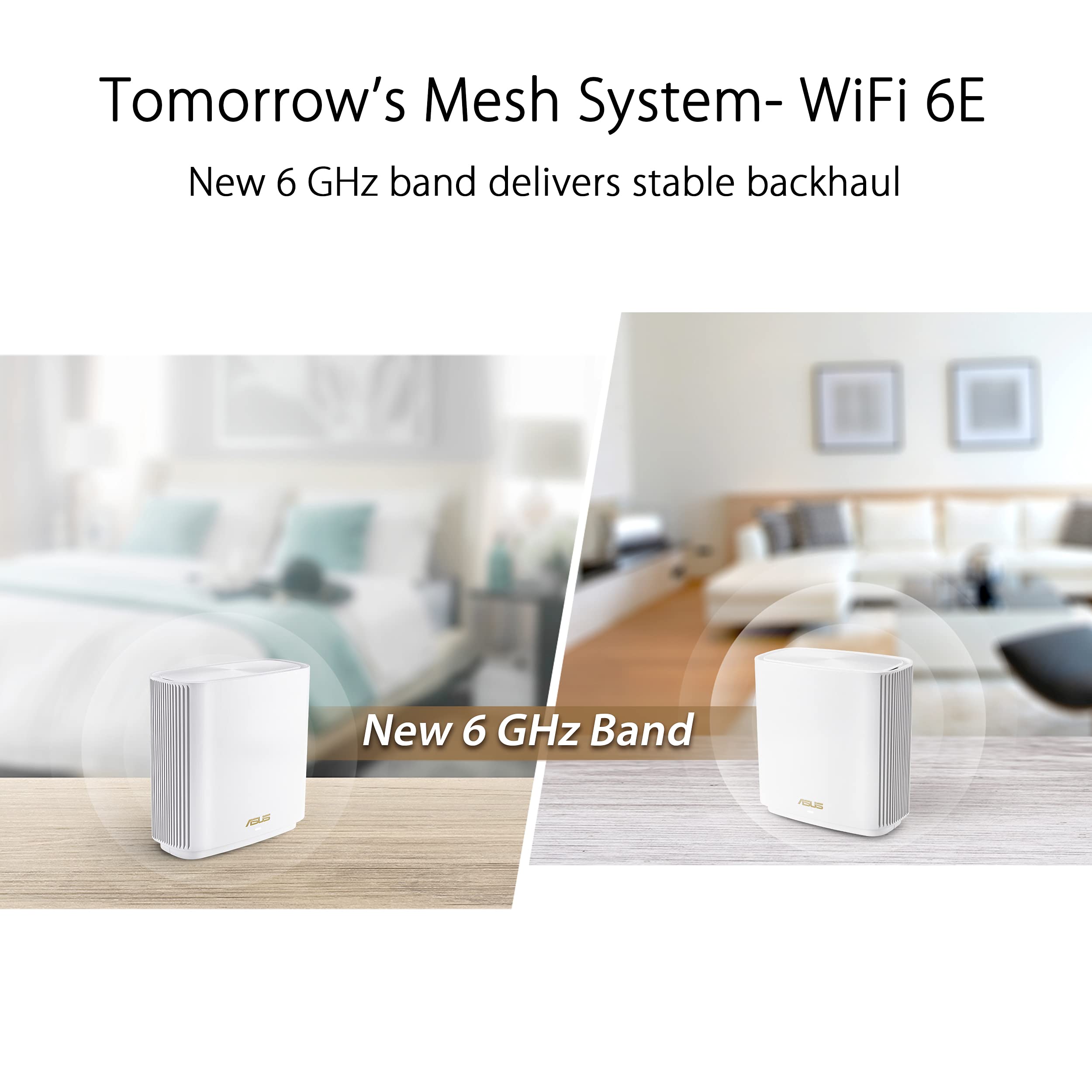 Asus Zenwifi Whole Home Tri Band Mesh Wifi 6E System (Et8 3Pk), Coverage Up To 7,500 Sq.Ft, 6600Mbps, New 6Ghz Band, Aimesh, Lif