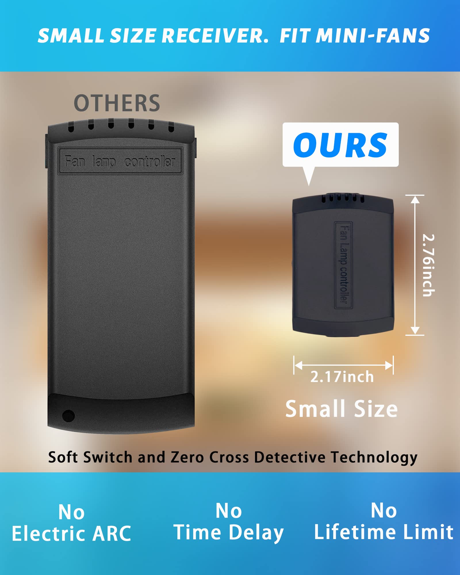 3 Pack Universal Small Size Ceiling Fan Remote Control Kit, Mini Wireless Remote Control And Receiver Kits For Ceiling Fan Lamp