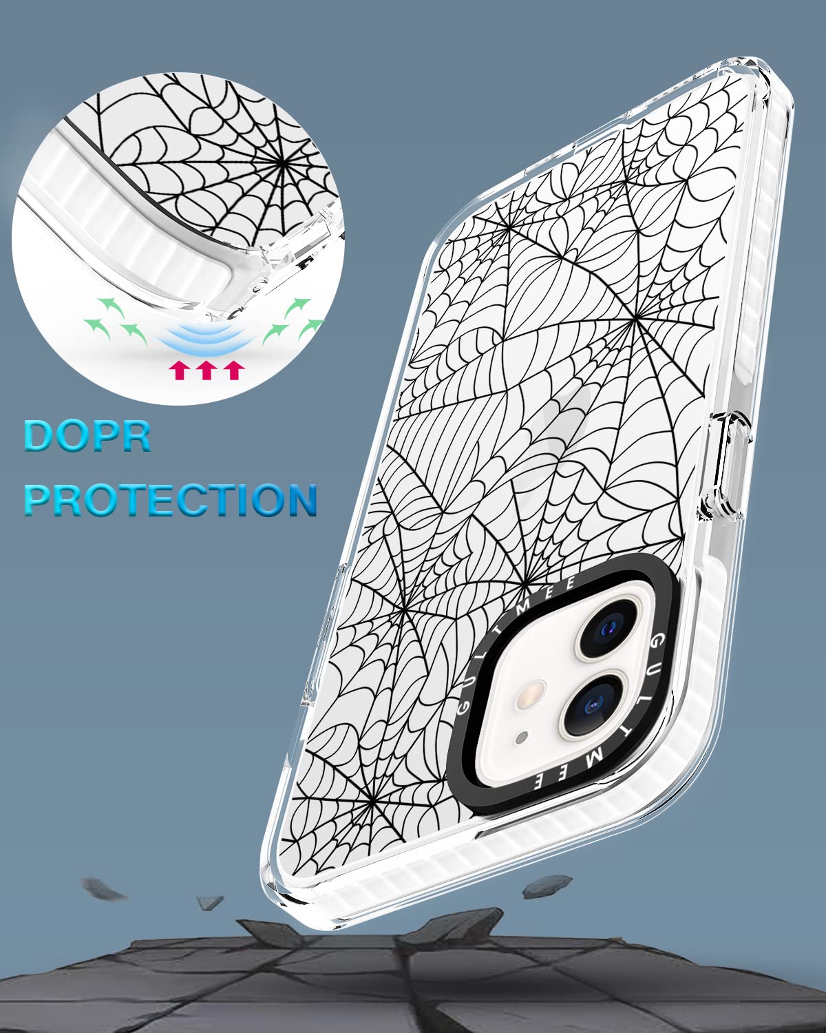 Gultmee For Iphone 12 Case & Iphone 12 Pro Case 6.1Inch With Tempered Glass Screen Protector,Spider Web Halloween Print Design W