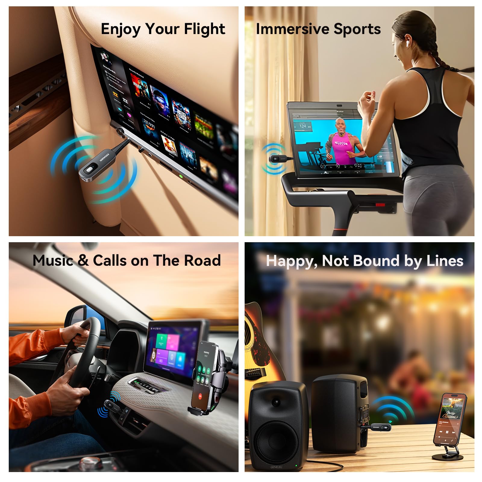 Bluetooth 5.1 Aux Adapter Receiver & Transmitter Rechargeable For Airpods Headphones Speaker, 3.5Mm Aux Audio Jack Adapter For A