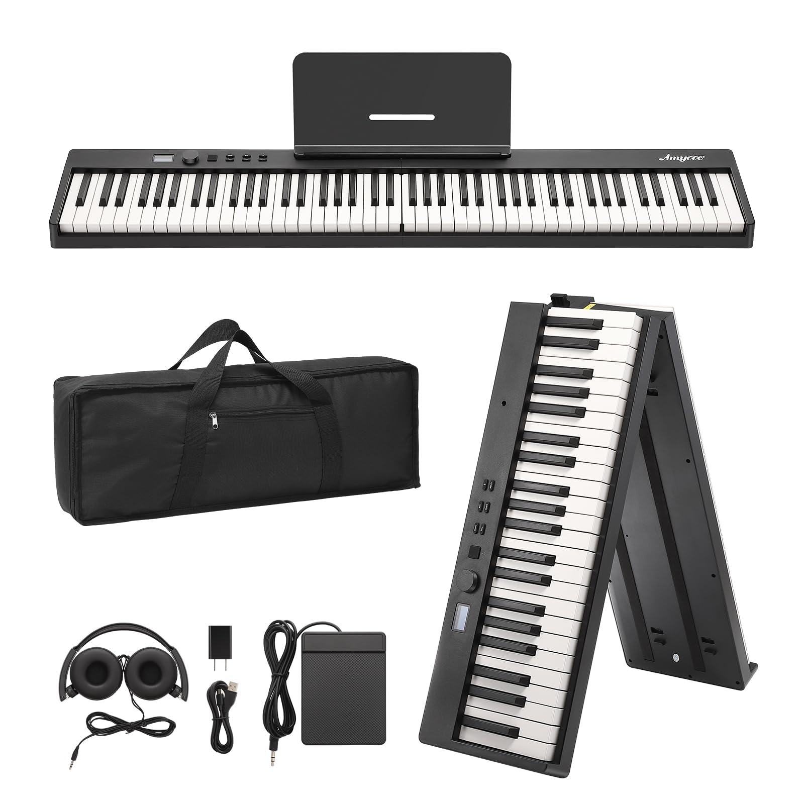 88-Key Folding Portable Keyboard, Space Saving Digital Piano, Compact Design for Home Use and Daily Practice