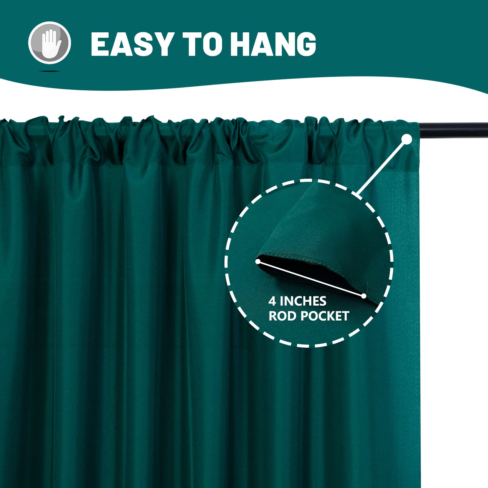 Mysky Home 10Ft X 10Ft Curtains Hunter Green Backdrop Curtains For Parties Wedding Curtains Stage Curtains Rod Pocket Sliding Dr
