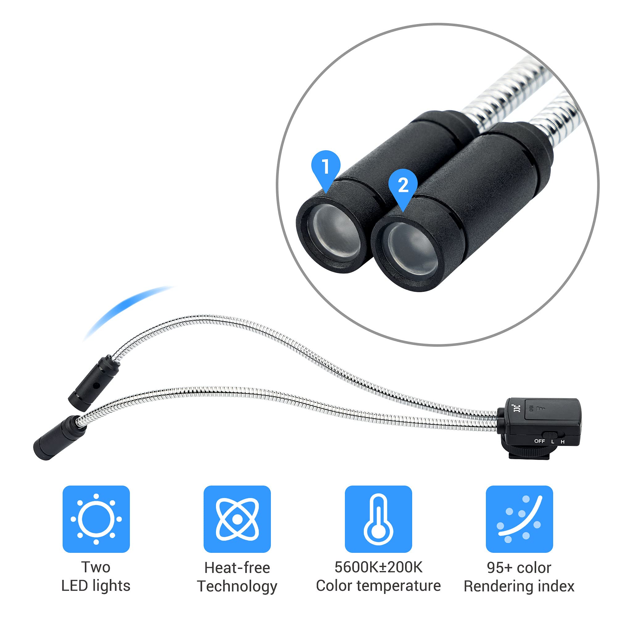 10 Inch Long Portable Shoe Mount Led Macro Arm Light Cri 95+ 5600K Photo Lighting With 5 Level Ajustable Flexible Fill Lights Fo