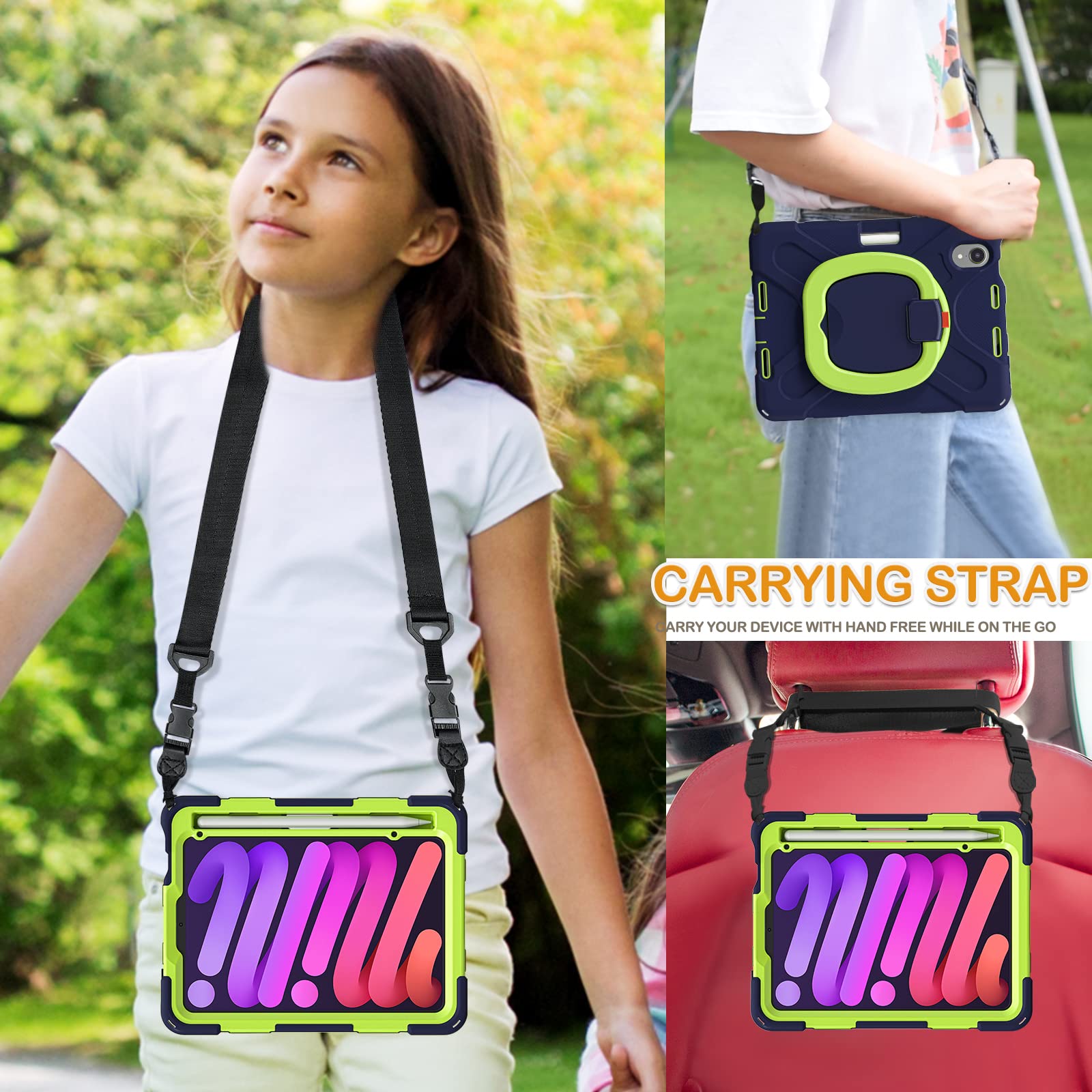 Braecn Protective Rugged Kids Case For New Ipad Mini 6Th Generation 2021 (A2567/A2568/A2569) 8.3 Inch W/Screen Protector, Pencil