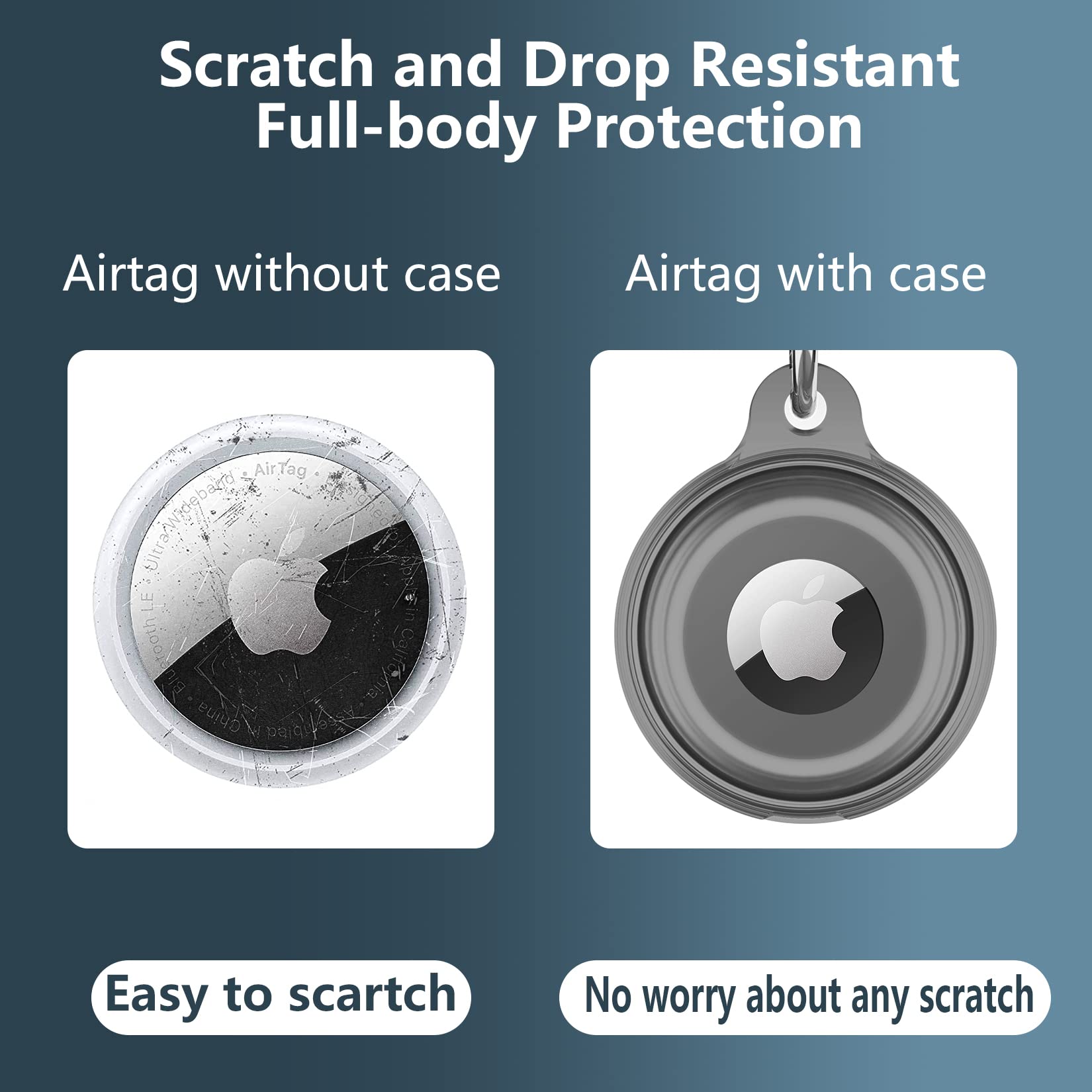 4 Pack Ipx8 Waterproof Airtag Keychain Holder Case, Lightweight, Anti Scratch, Easy Installation,Soft Full Body Shockproof Air T