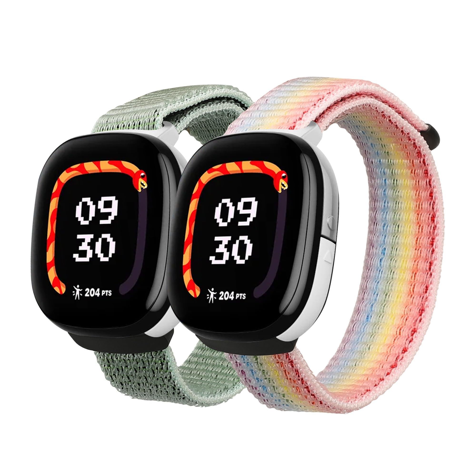 kwmobile Nylon Smartwatch Strap Compatible with Fitbit Ace LTE Kids Watch Strap - 2x Fitness Tracker Replacement Wristband with 