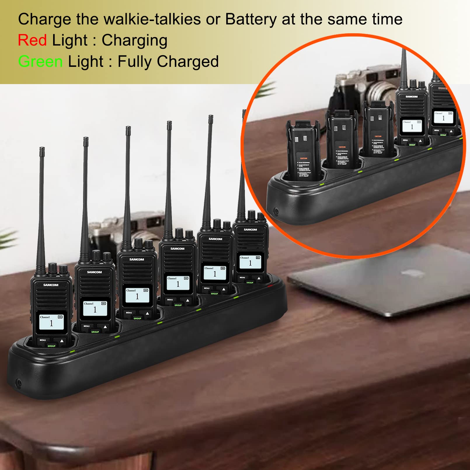 Samcom Fpcn10A Six Way Charger Multi Unit Charger Station Rapid Bank Charger Compatible With Samcom Fpcn10A Walkie Talkie And Battery