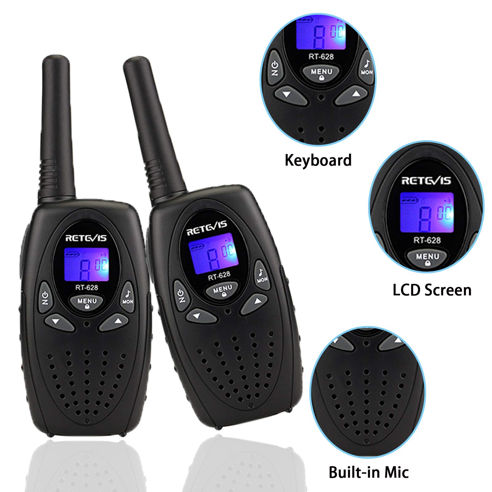 Retevis Rt628 Kids Walkie Talkies,Long Range Walkie Talkie,Kids Toys For 5 13 Year Old Boys Girls,Key Lock Crystal Voice, Walky