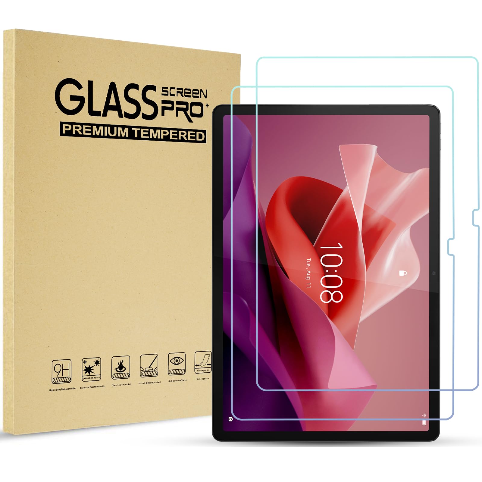 Procase 2 Pack Screen Protector For 12.7' Lenovo Idea Tab Pro 2025/Yoga Tab Plus 2025/Tab P12 2023, Tempered Glass Film Guard For 12.7' Lenovo Idea Tab Pro/Yoga Tab Plus/Tab P12 2025 2023 Release