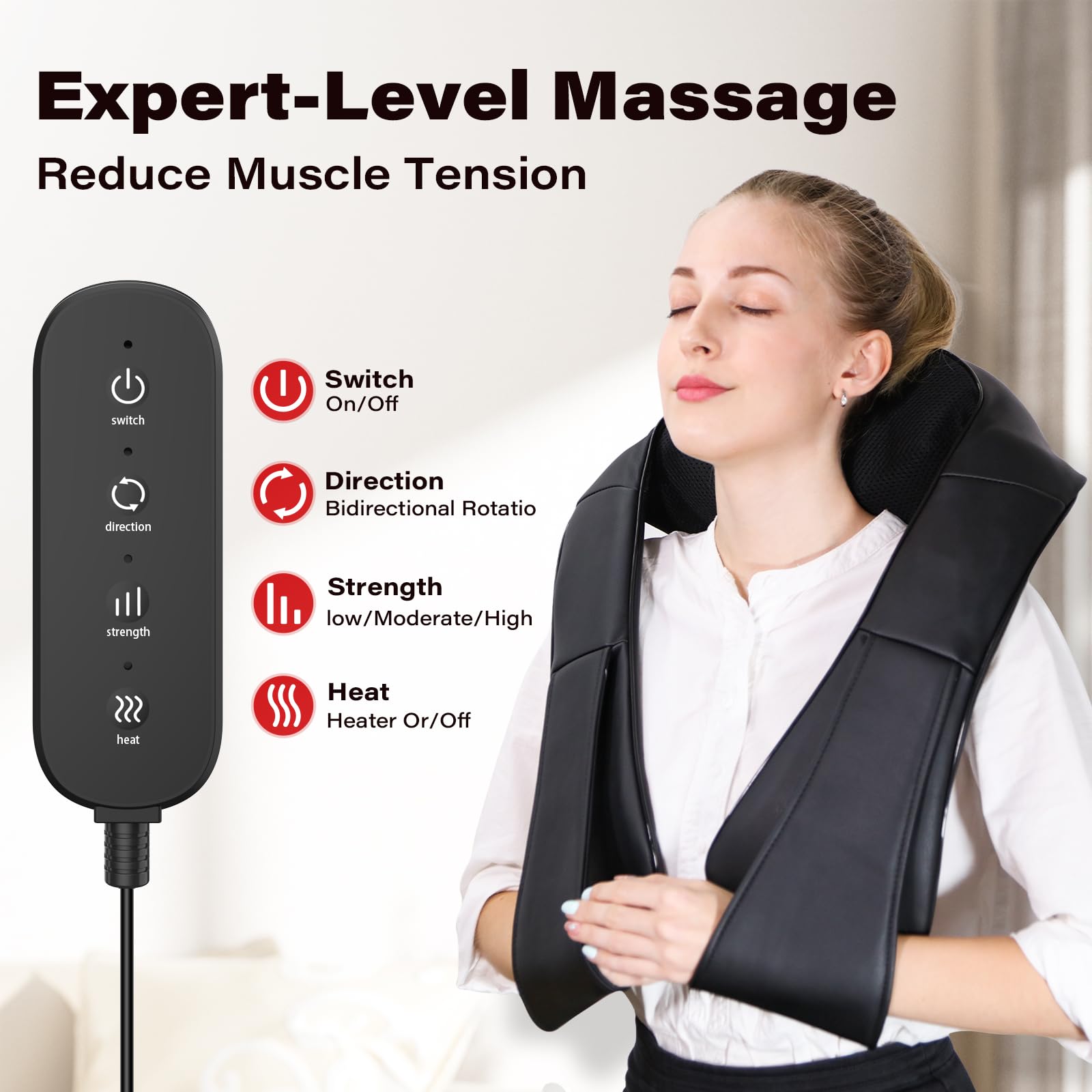 Ikristin Neck Massager Back Massage With Heat,Shiatsu Shoulder Massager For Neck,Back,Shoulder,Foot And Leg Muscle Pain Relief,E