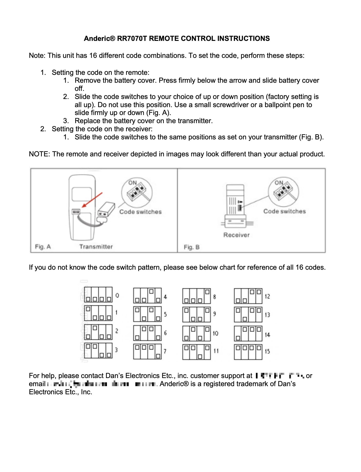 Replacement Oem Uc7070T For Harbor Breeze Ceiling Fan & Light Wireless Remote Control - Fccid Chq7070T