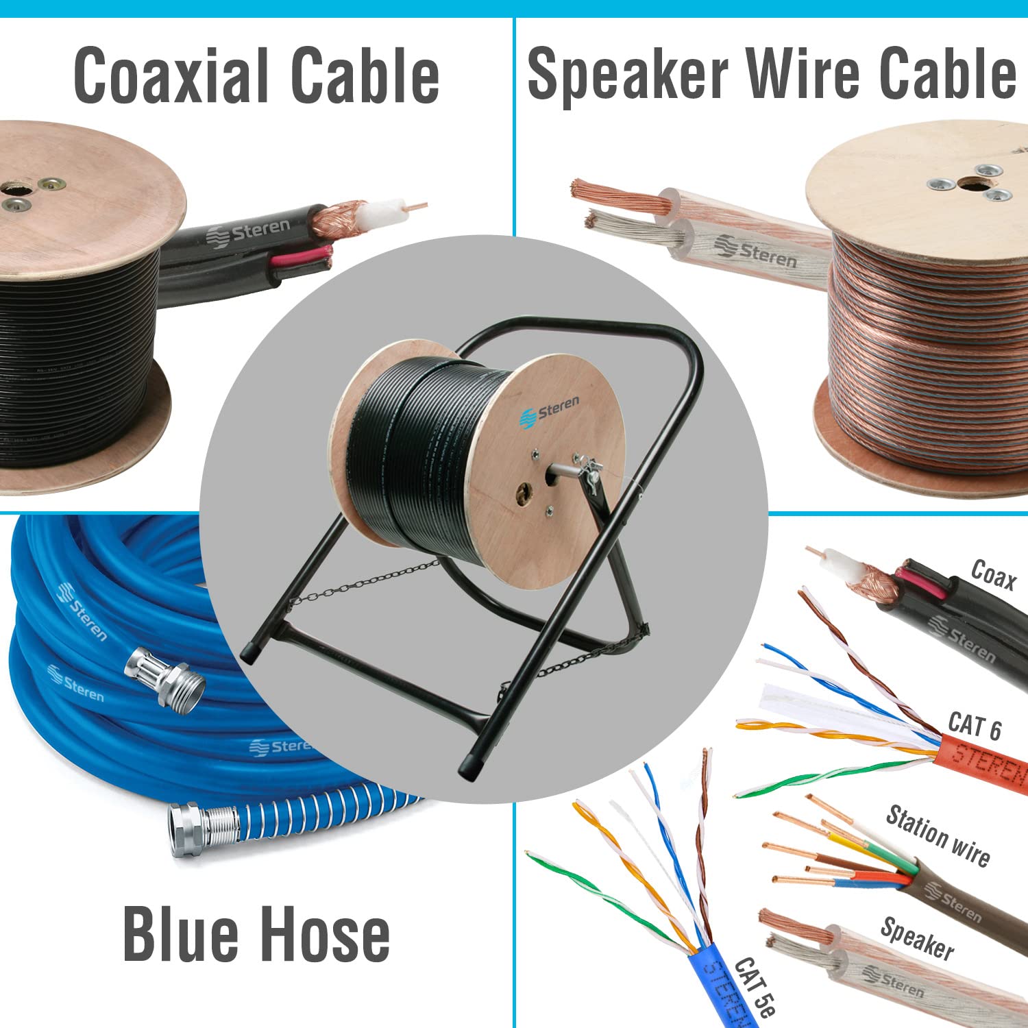 STEREN   CABLE CADDY   CABLE REEL STAND   HOLDS CABLE SPOOLS UP TO 20' Inches X 16' Inches SINGLE CABLE CADDY WITH CLIP [204 407]
