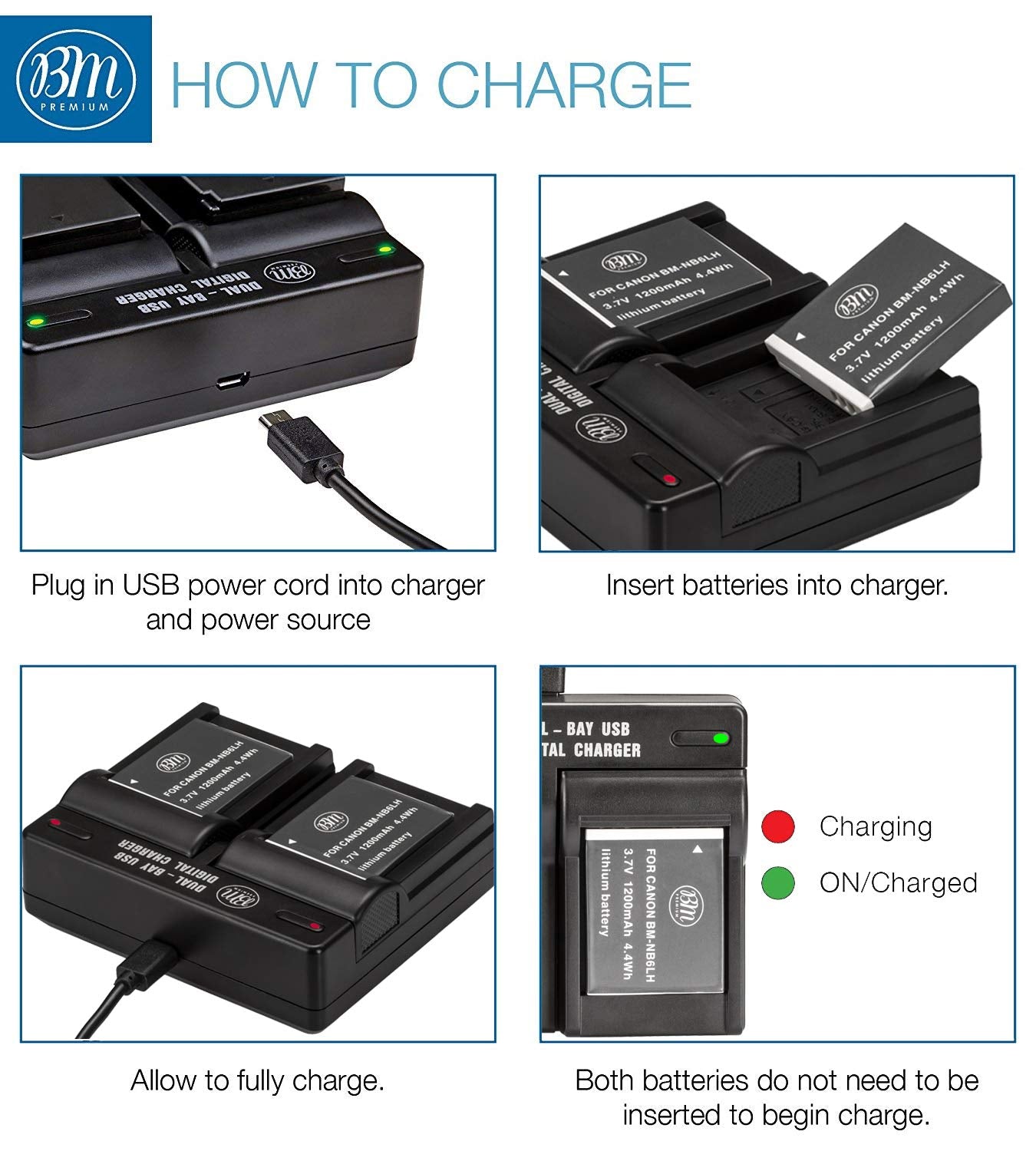 BM 2 Pack NB 6L, NB 6LH Batteries and Dual Battery Charger for Canon PowerShot S120, SX170, SX260, SX280, SX500, SX510, SX520, SX530, SX540, SX600, SX610, SX700, SX710, ELPH 500, D10, D20, D30 Camera